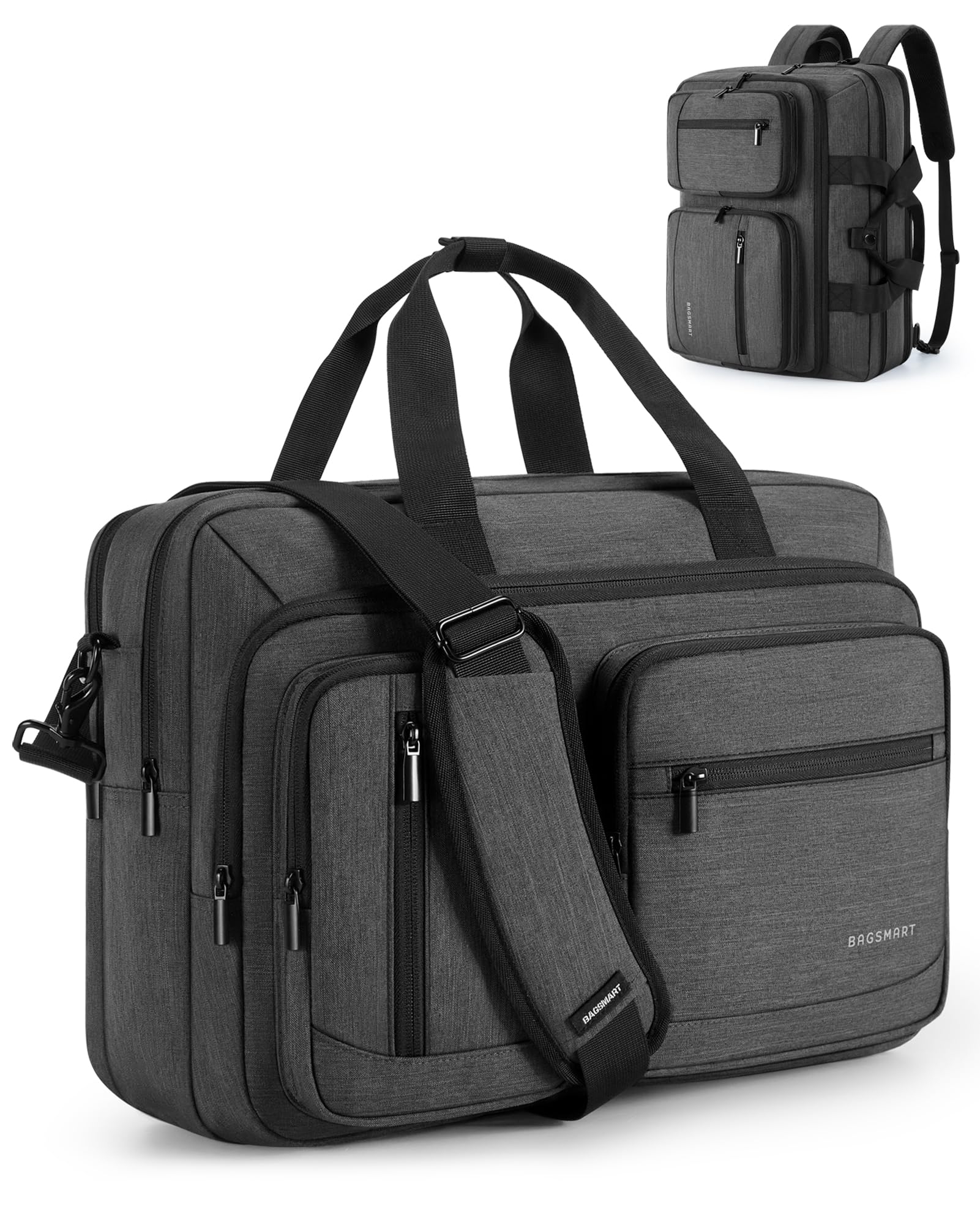 BAGSMART 3 In 1 Laptop Bag for Men, Computer Briefcase 17.3 Inch Laptop Water-Repellent Shoulder Bag, Computer Bag Business Travel Office, Black