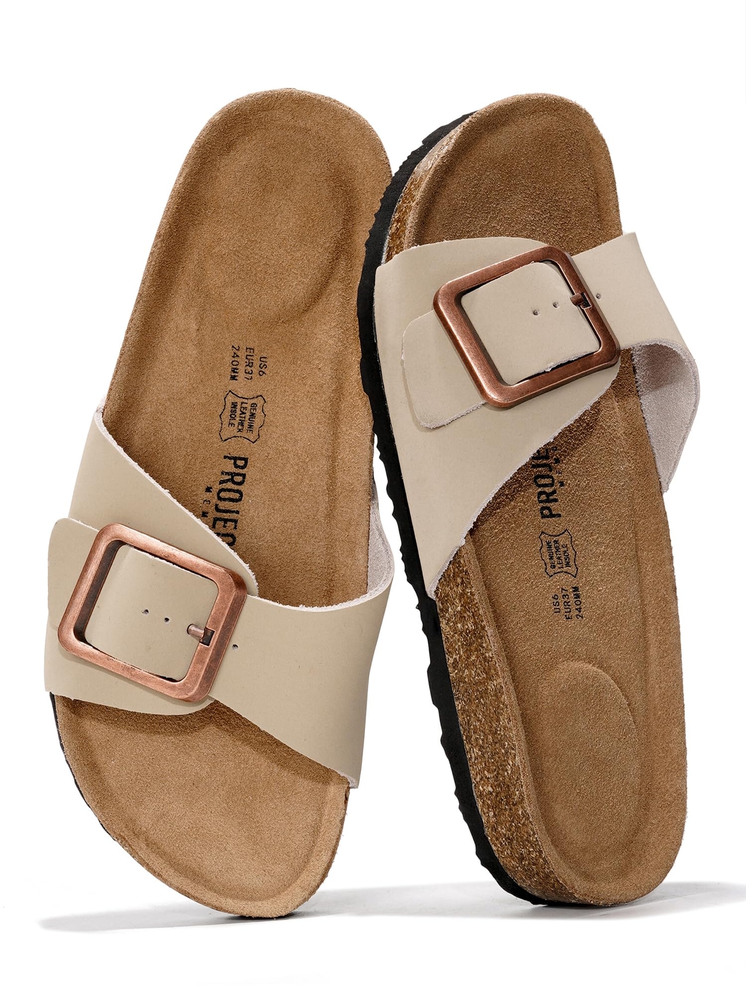 Project Cloud Genuine Leather Sandals Women Dressy Summer Beach Essentials - Flip Flops & Slides with Memory Foam Insole Womens Sandals Comfortable Footwear