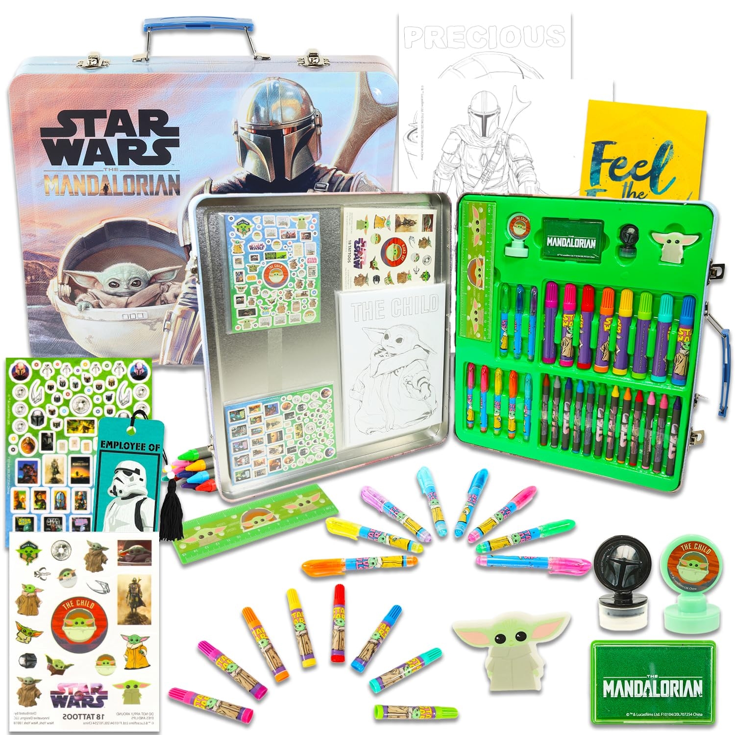 Baby Yoda Activity Set - 500+ Pc Baby Yoda Arts and Crafts Bundle Includes Mandalorian Activity Set with Activity Sheets, Coloring Pages, Stickers, Tattoos, More | Star Wars Activity Set for Kids