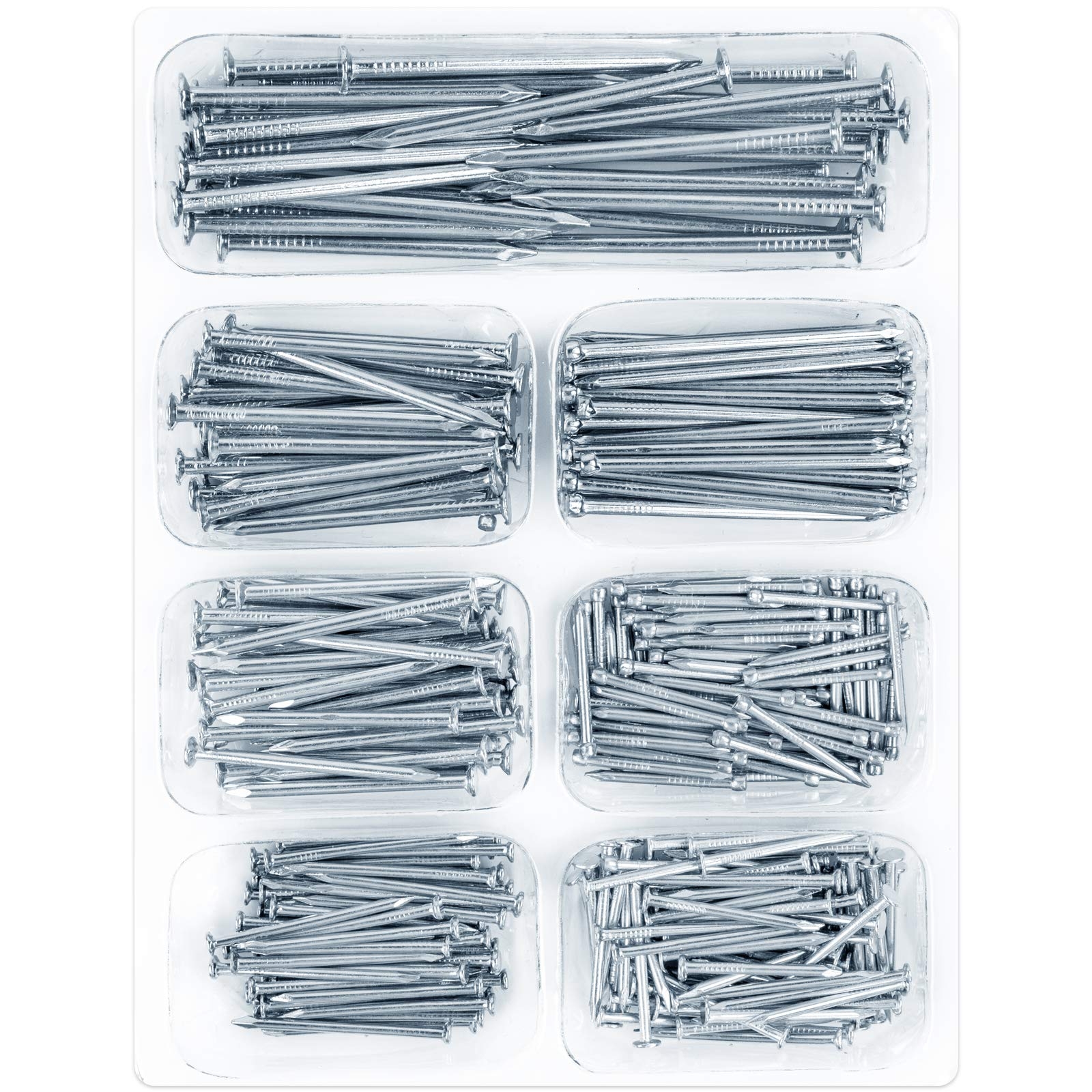 STUHAD STUHAD 400pcs Hardware Nails Assortment Kit, Picture Hanging Nails, Galvanized Nails, Small Nails for Hanging Pictures, 7 Size Assortment for Finish Nails, Wood Nails, Wall Nails