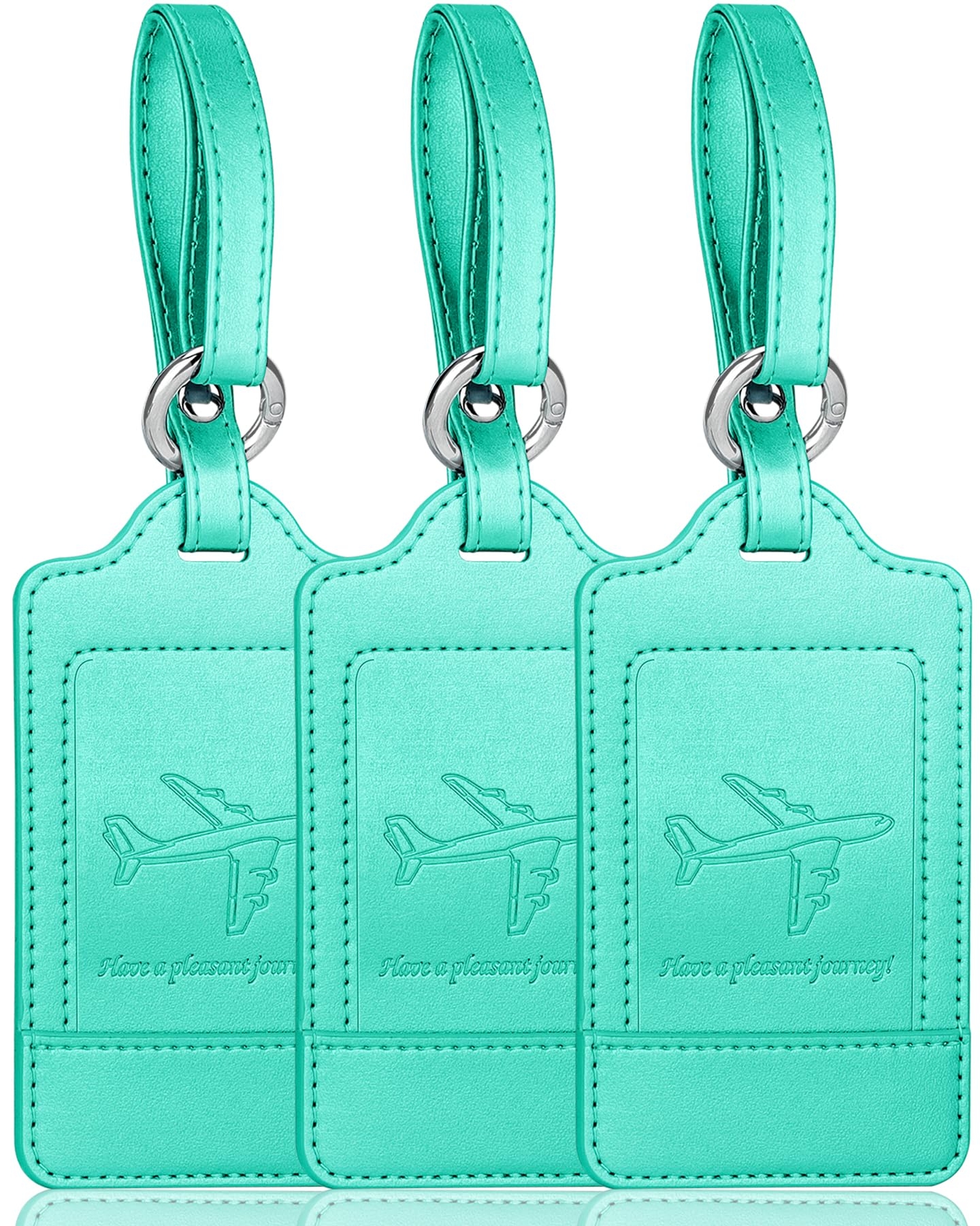 Teskyer Luggage Tags, 3 Pack Premium PU Leather Luggage Tags Privacy Protection Travel Bag Labels Suitcase Tags