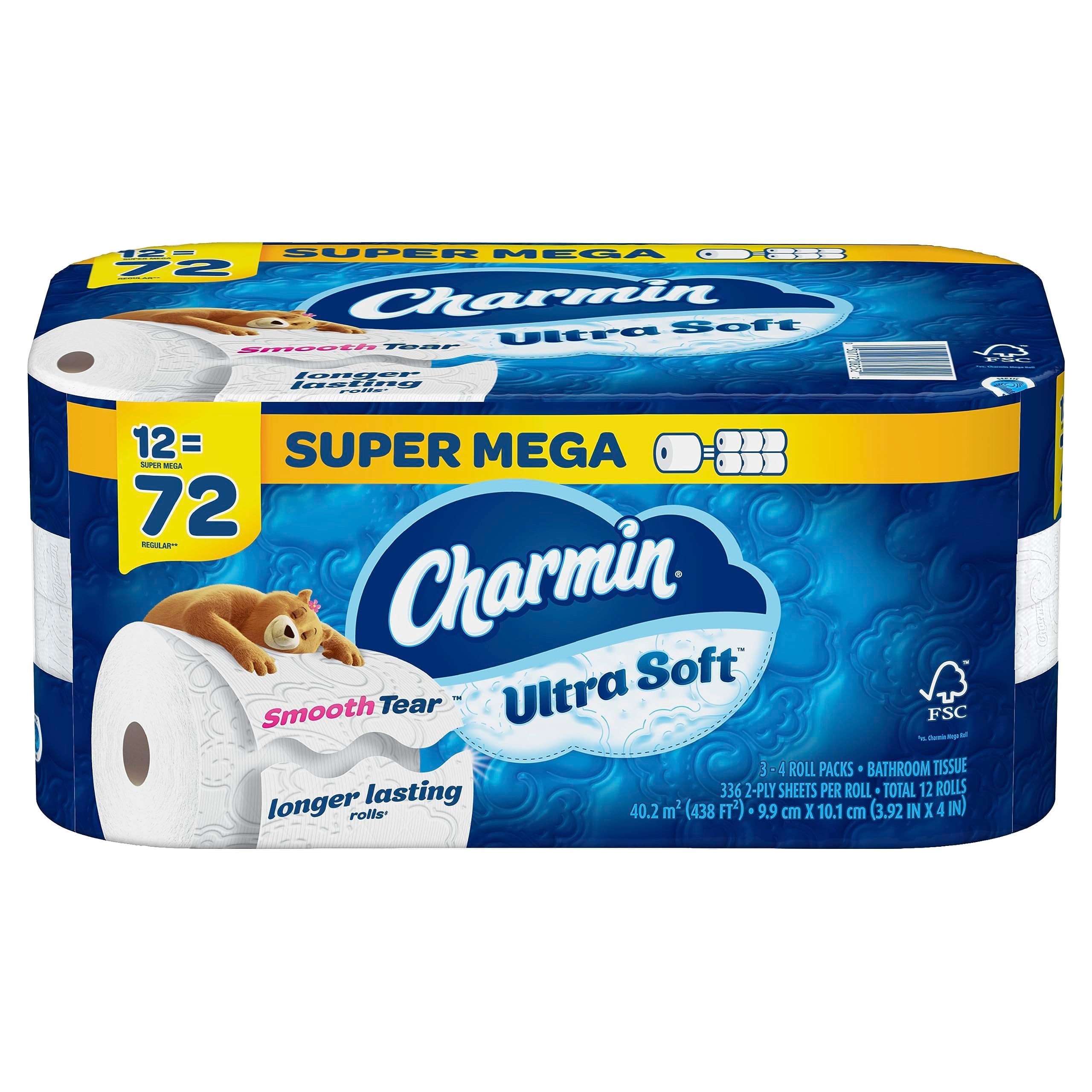 Charmin Ultra Soft Toilet Paper 12 Mega XL Rolls, 336 Sheets Per Roll (Packaging May Vary)
