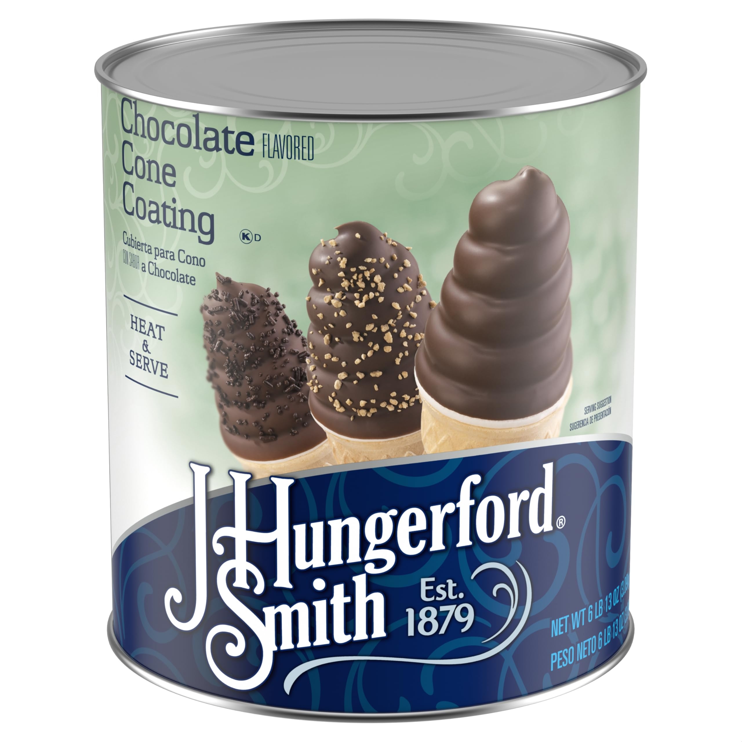 J Hungerford Smith Chocolate Cone Coating Heat And Serve, 109 Oz Can, 6 Pack