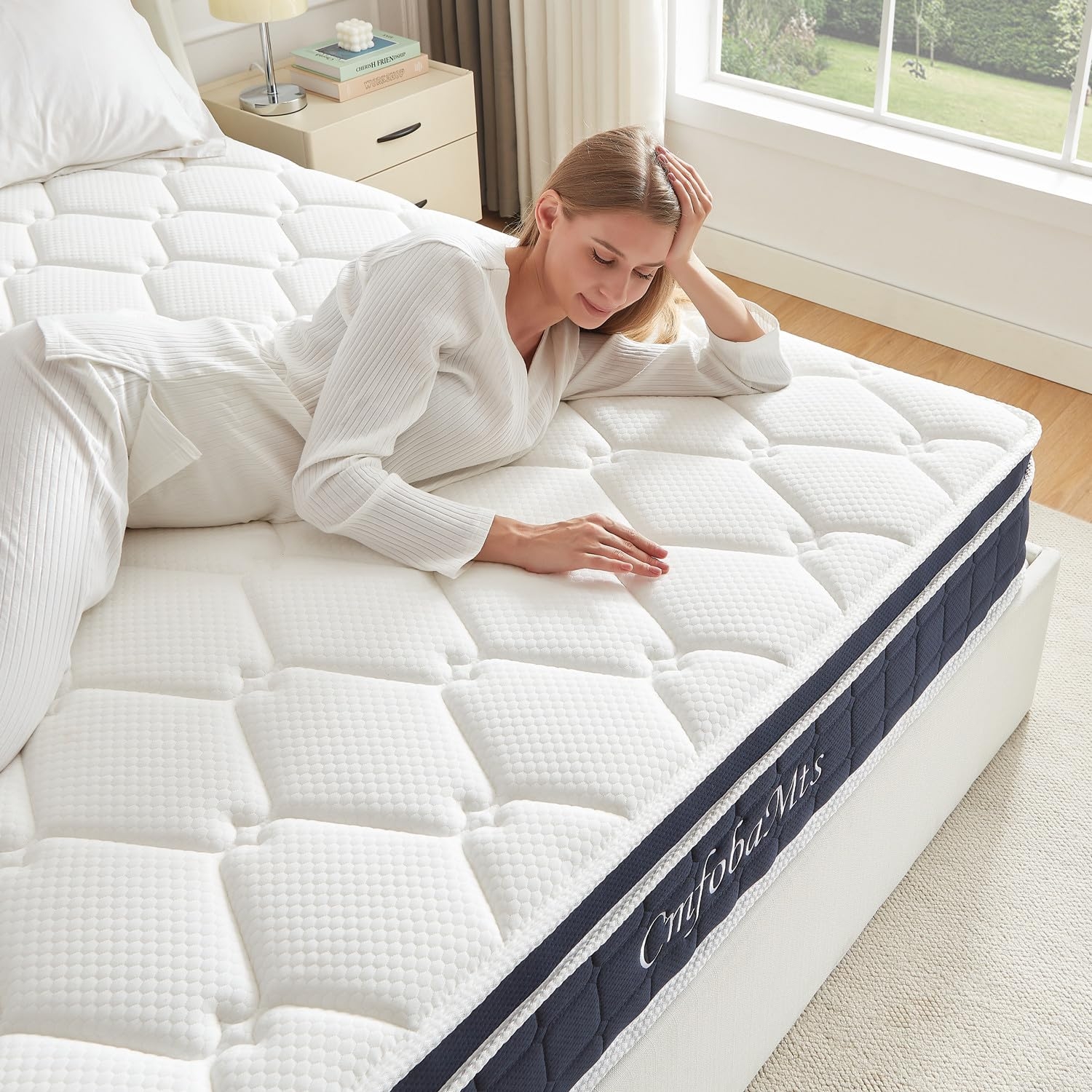 CMFOBAMTS 8 Inch Twin Mattress, Memory Foam Hybrid Mattress in a Box with Independent Spring for Motion Isolation and Pressure Relief, Comfortable Medium Firm