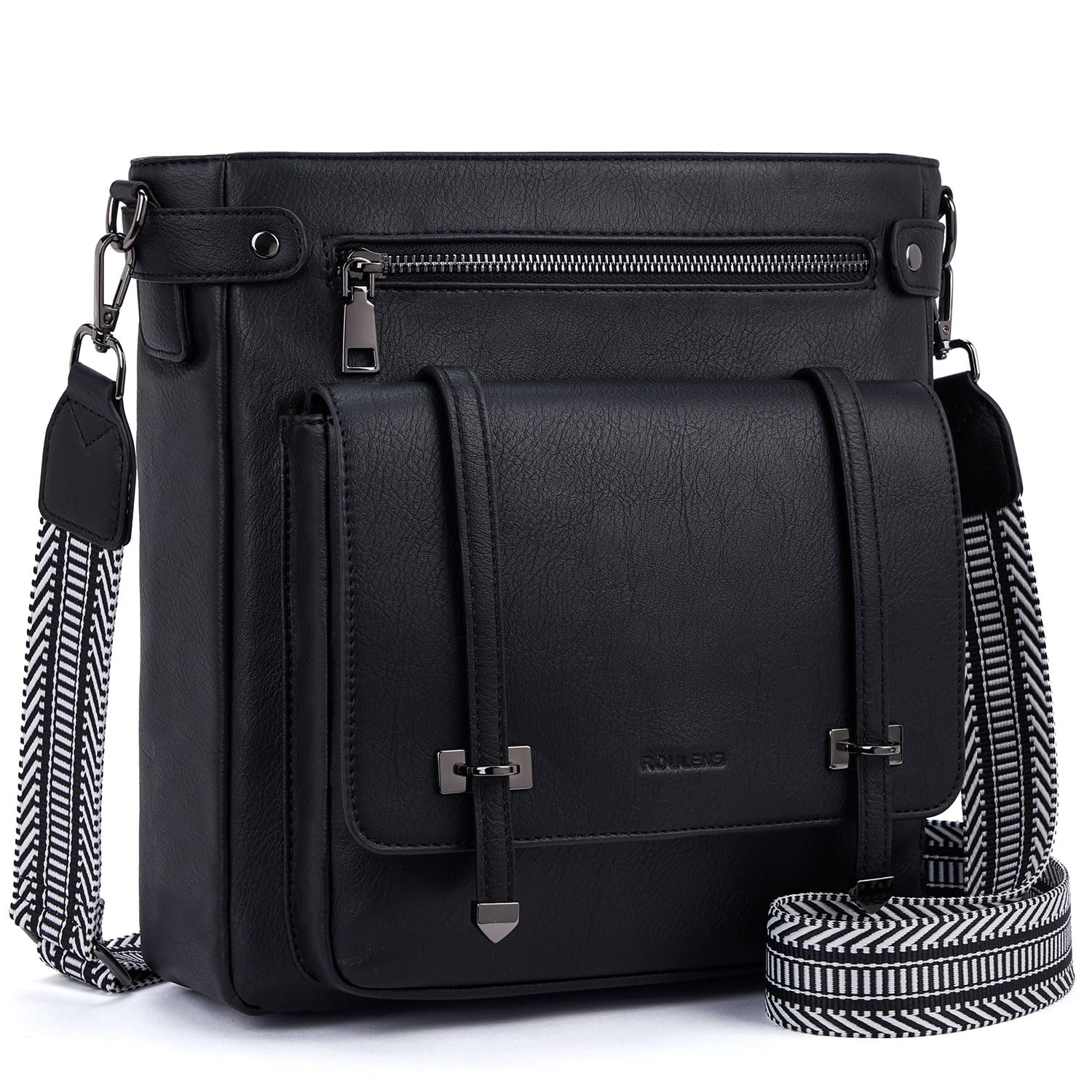 Roulens Crossbody Bags for Women,Multi Pocket Crossbody Purses Vegan Leather Shoulder Handbags Travel Purse Adjustable Strap