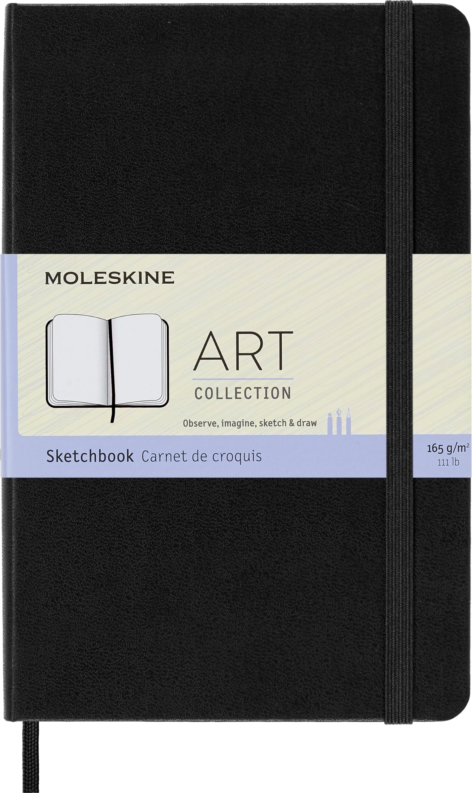 Moleskine Art Sketchbook, Hard Cover, Medium (4.5" x 7") Plain/Blank, Black, 88 Pages