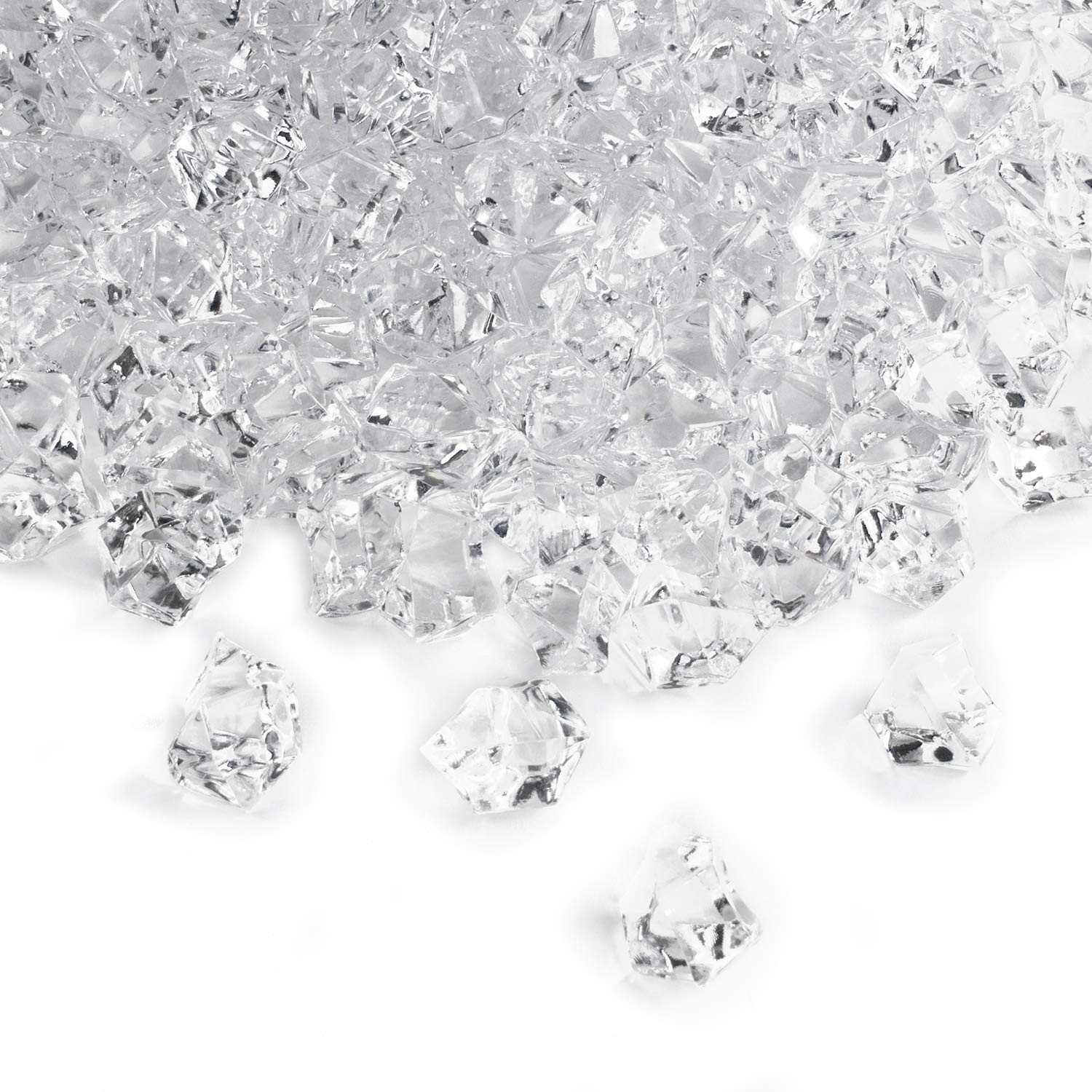 Super Z Outlet 3 Pound Bag Clear Fake Ice Cubes Acrylic Rock Diamond Crystals Treasure Crushed Gems for Vase Fillers, Table Scatter, Birthday Decoration Favor, Event, Wedding, Arts & Crafts