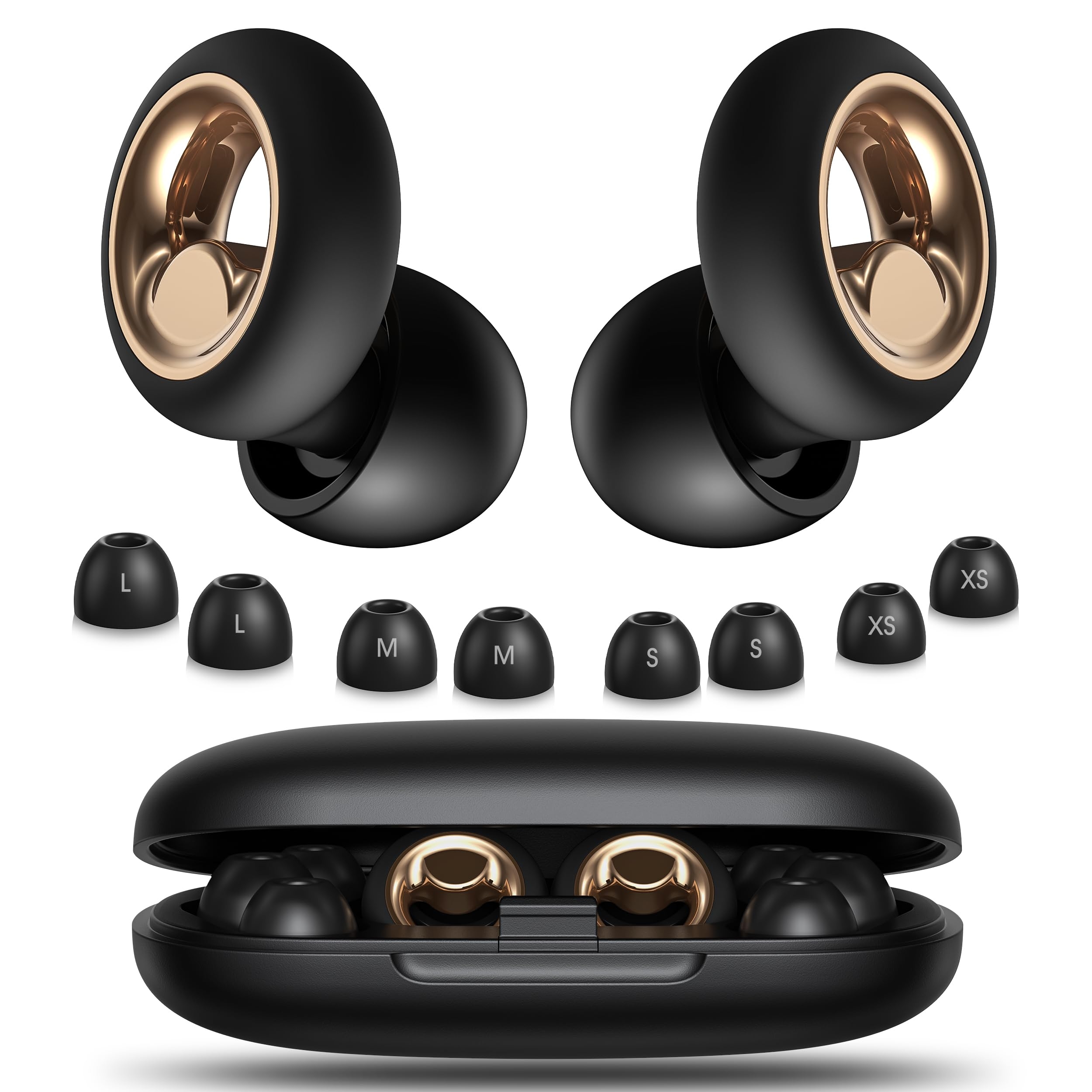 Vosaf Ear Plugs for Sleeping Noise Cancelling, Soft Earplugs for Sleep, 45dB Reusable Ear Plugs for Noise Reduction with 8 Ear Tips, Silicone Hearing Protection Ear plugs for Concert and Travel(Black)