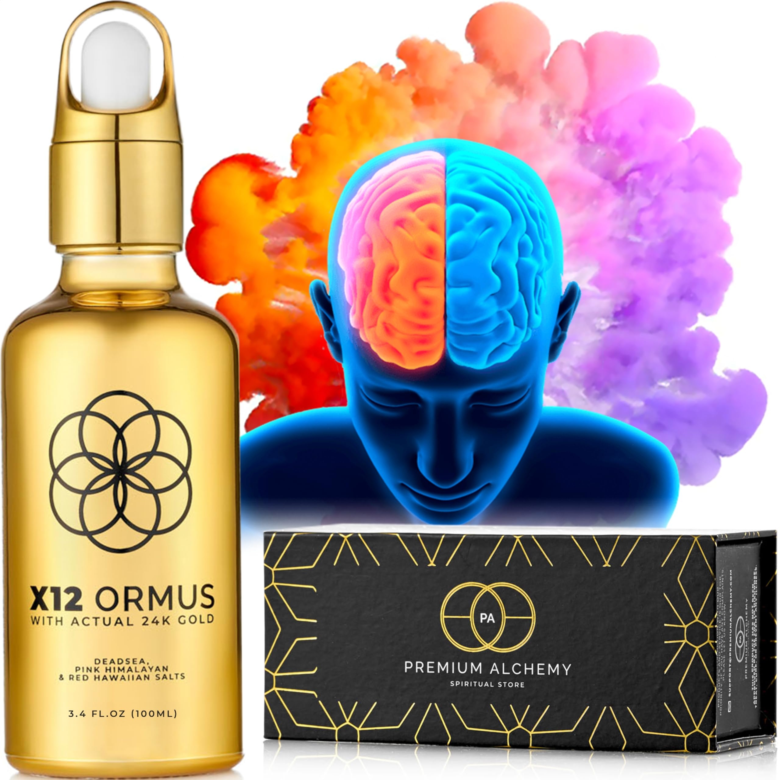 Ormus Monoatomic Gold Concentrate (High Potency x12) 3.4oz - Made by Real Alchemists - 24k Food Grade Liquid Gold, Dead Sea Salt & Pink Himalayan Salt