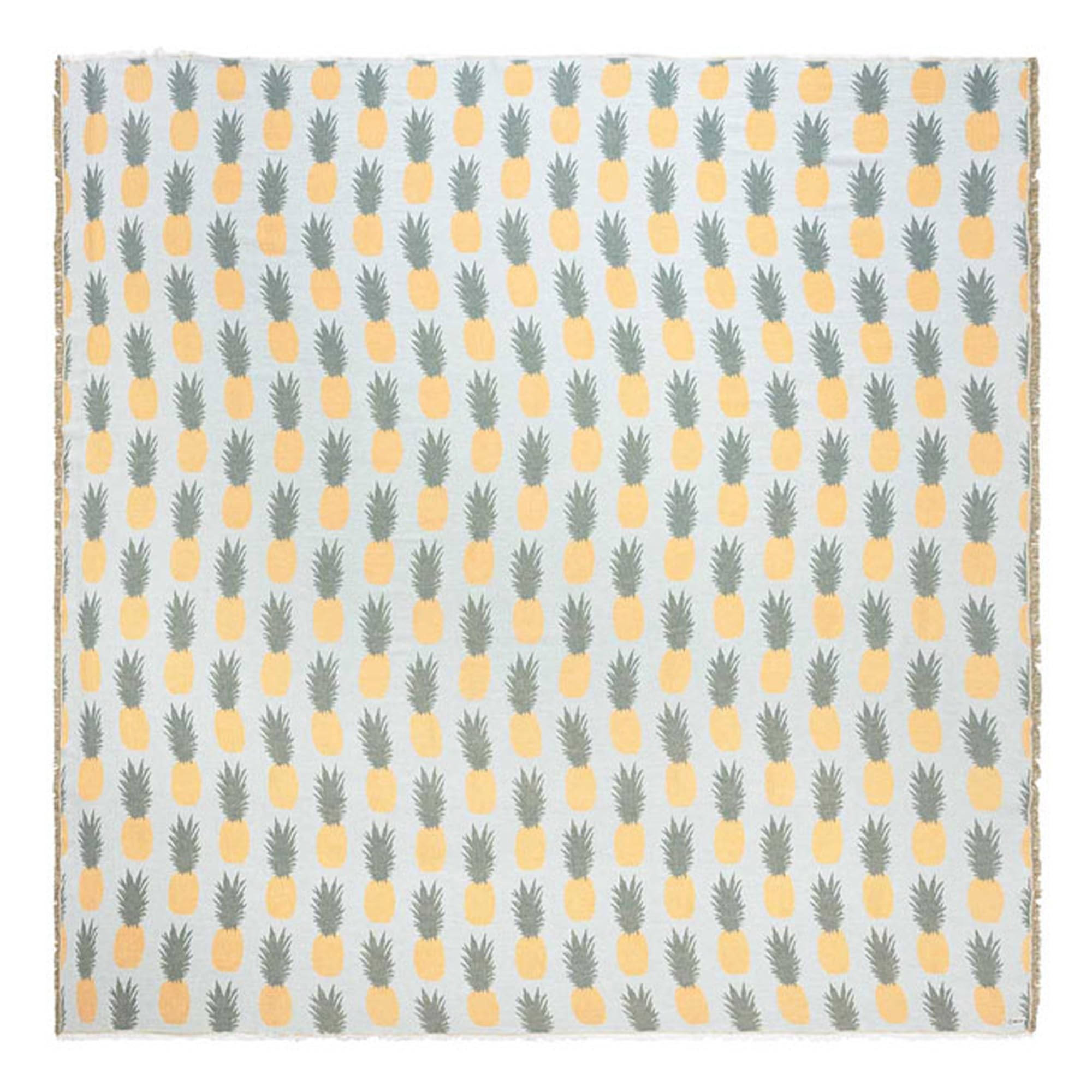 Sand Cloud Extra Large King-Size Turkish Blanket & Comforter (Pineapple Party) - 100% Organic Turkish Cotton & Jacquard Weave with Fringe Tassels - Soft, Comfy & Cozy Throw & Beach Blanket - 90" x 90"