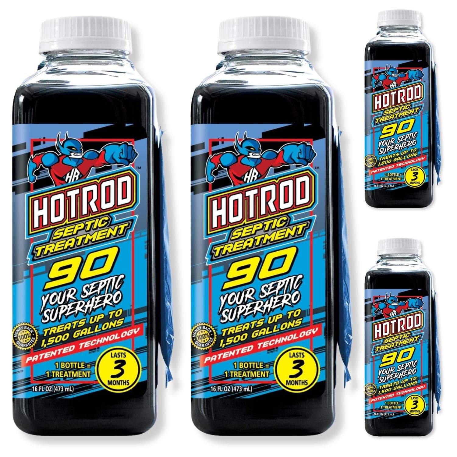 Hotrod Septic Tank Treatment - 12 Month Supply Extends Septic System Life and Prevents Costly Repairs - Industrial Grade - Easy to Use (12 Month, 4.00, Count)