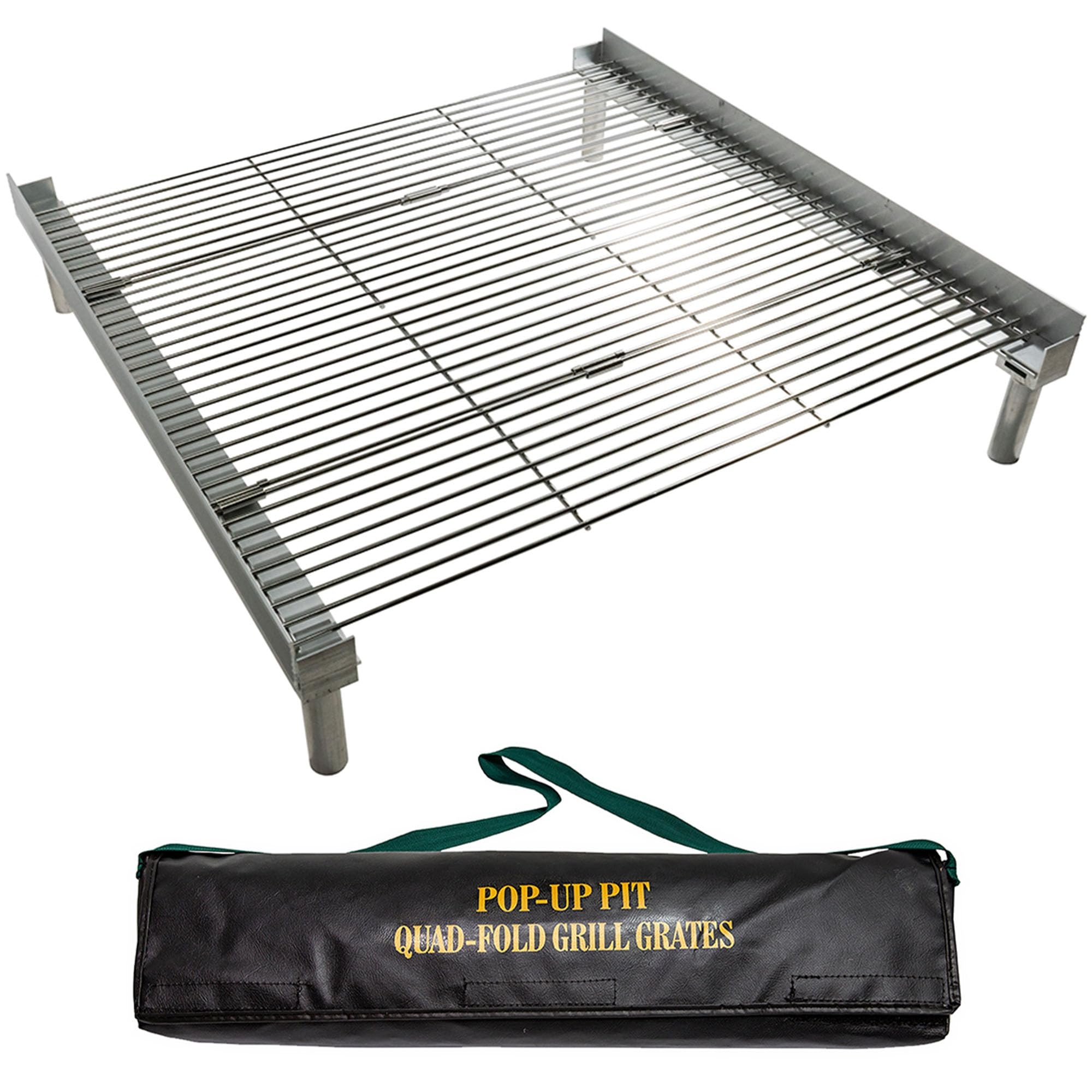 Fireside Outdoor Pop-Up Fire Pit Grilling Grate-Folding Grill Design for Outdoor Cooking, Portable Fire Pit Grill Grates, Camping Cooking, Foldable Campfire Grill Grate- Quad-Fold Folding Grill Grates