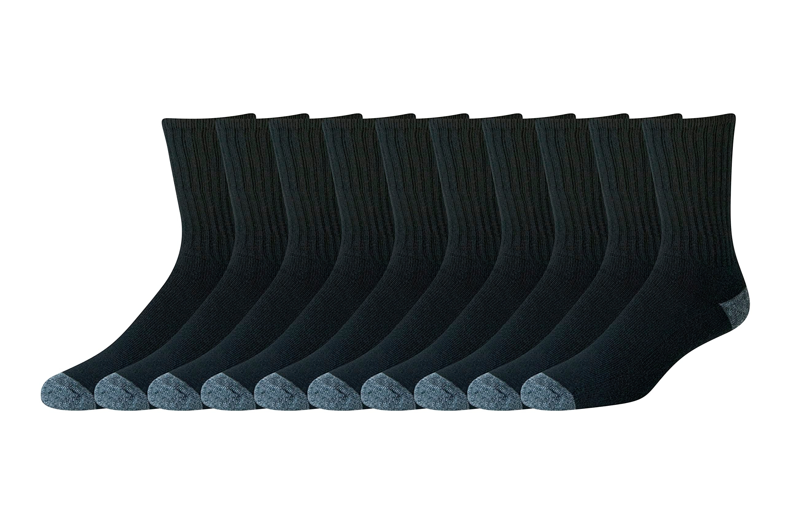 Amazon Essentials Men's Cotton Crew Socks - Comfortable, Durable, Half-Cushioned, 10 Pairs
