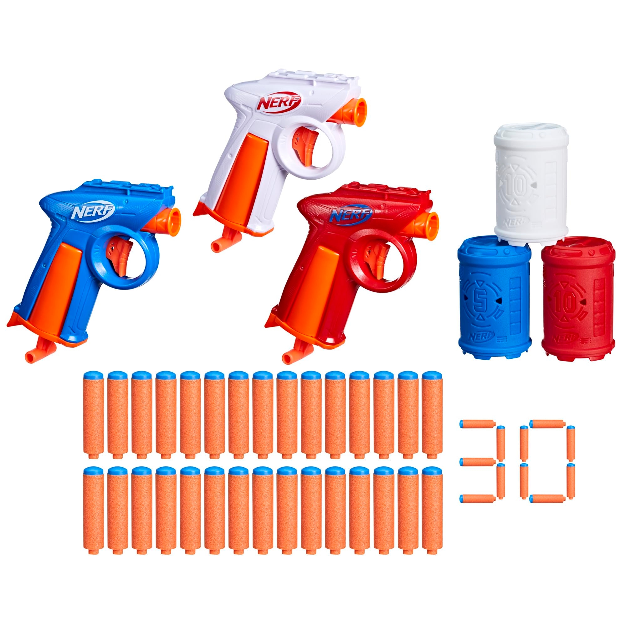 NERF N Series Backyard Triple Pack, Includes 3 Flex Blasters, 3 Targets, 30 N1 Darts, Ages 8+ (Amazon Exclusive)