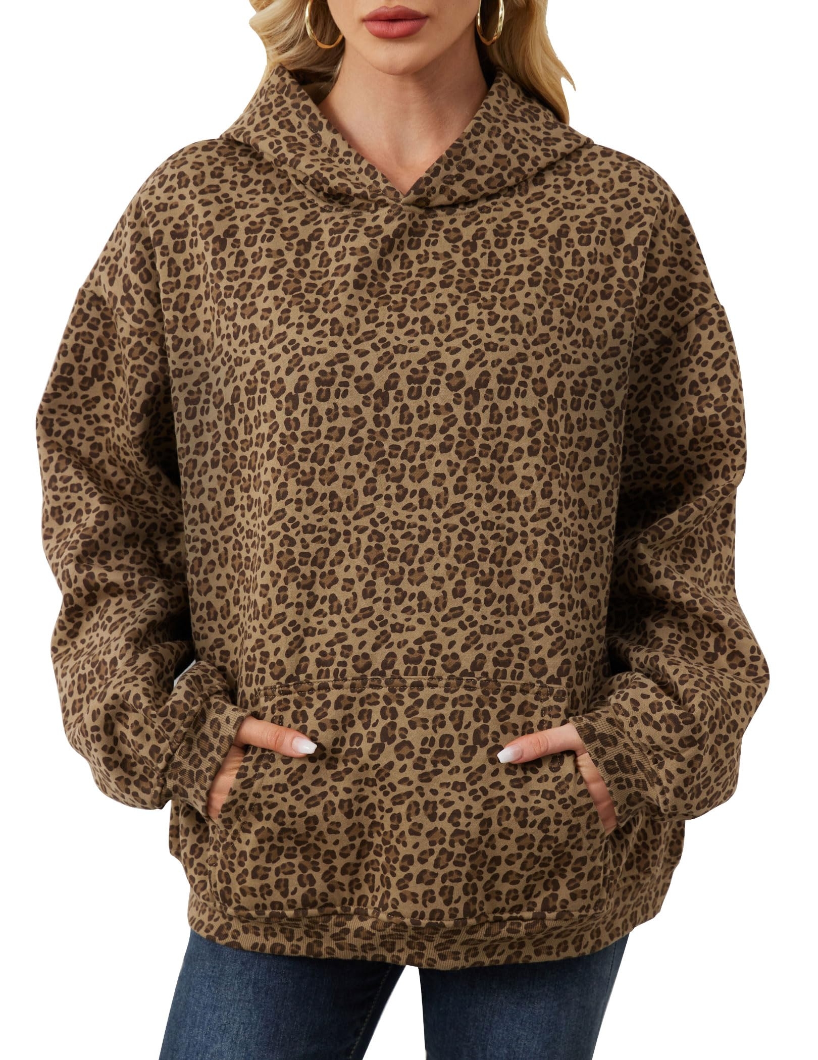 Eutten Womens Camo Hoodies Maple Leaf Print Oversized Hooded Sweatshirt Fleece Pullover Sweatshirts Long Sleeve with Pocket