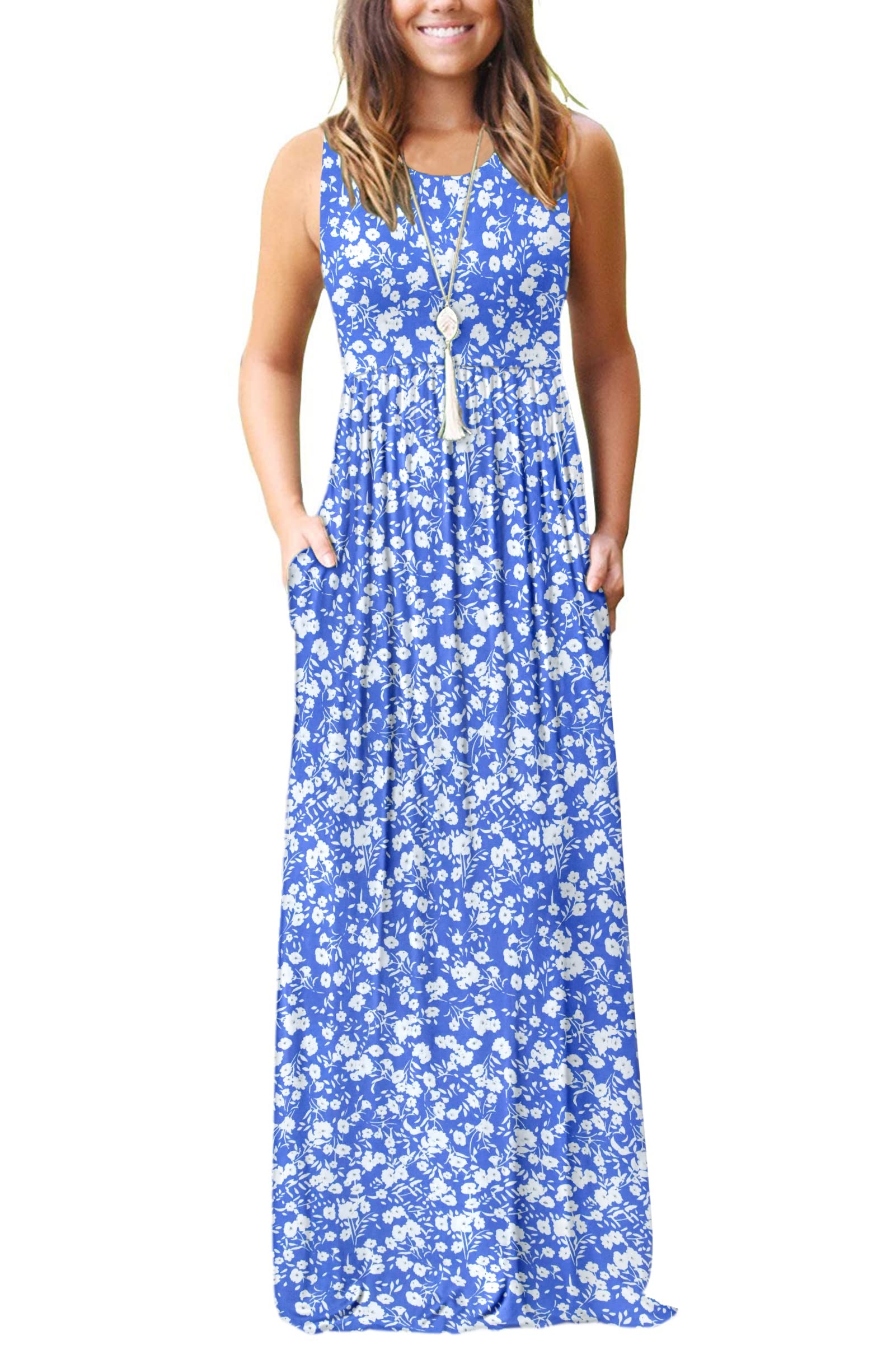 MOLERANI Women's Loose Plain Maxi Dresses Casual Long Dresses with Pockets