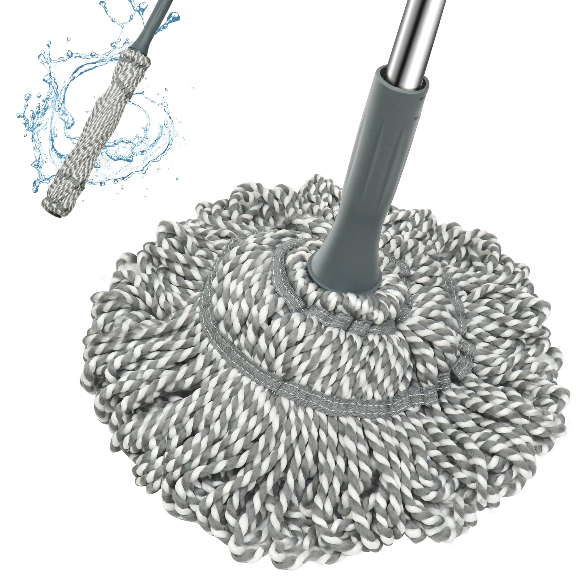 Kickleen Self Wringing Mop - Twist Mop with 52.5 Inch Long Handle, Heavy Duty for Hardwood, Tile, Vinyl & Laminate Floors