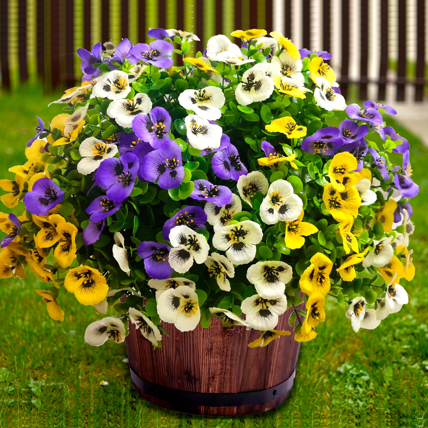 Thinktral Artificial Flowers for Outdoors Fake Plants, 12pcs Fake Flowers Artificial Plants Outdoor UV Resistant, Silk Faux Flowers Shrubs Greenery Plants for Porch Garden Patio Window Box Decor