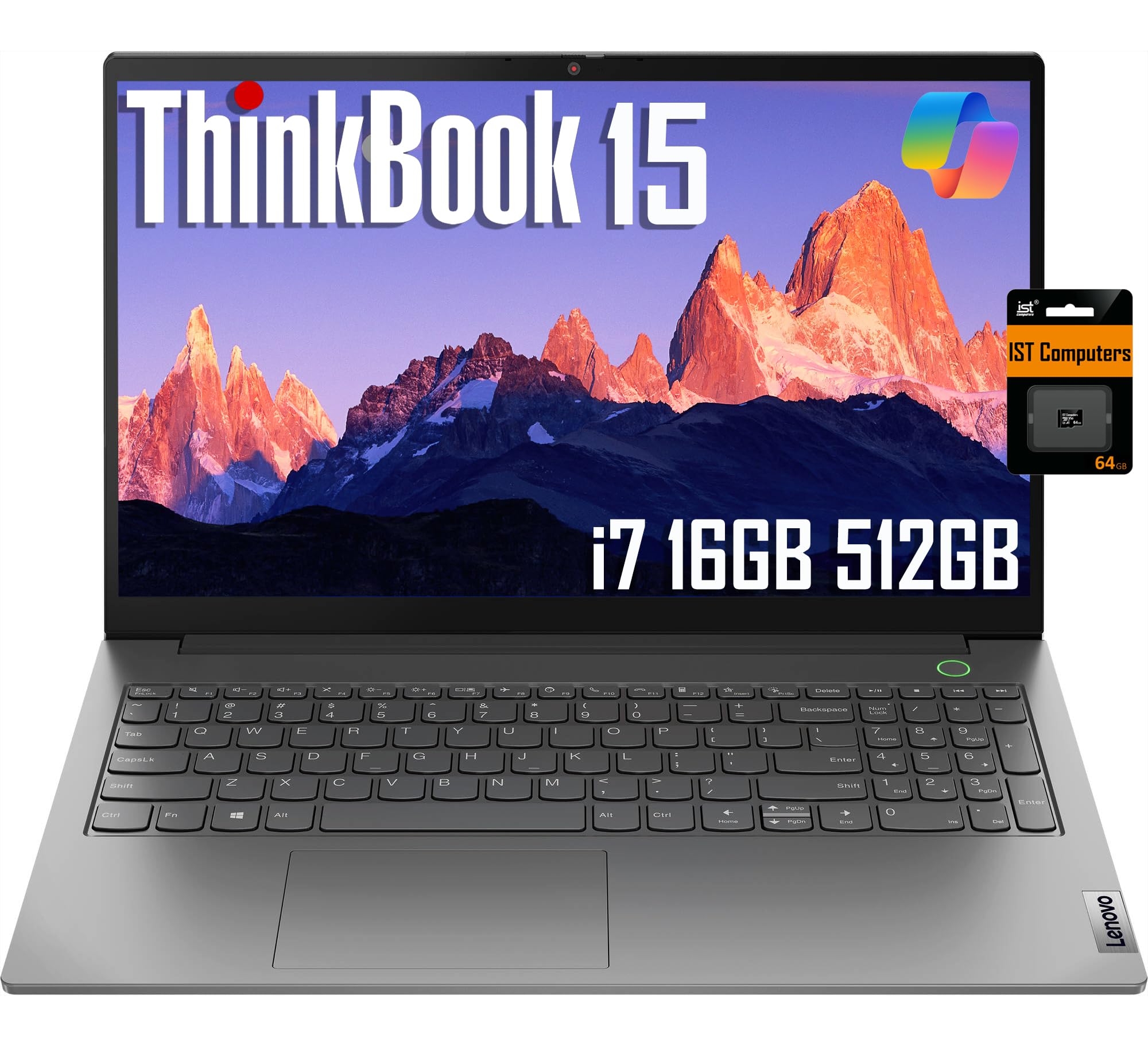 Lenovo ThinkBook 15 Gen 4 Business Laptop (15.6" FHD Anti-Glare, Intel 10-Core i7-1255U, 16GB RAM, 512GB SSD), 1080p Webcam, Fingerprint, IST SD Card, Thunderbolt 4, Ethernet, Win 11 Pro w/Copilot