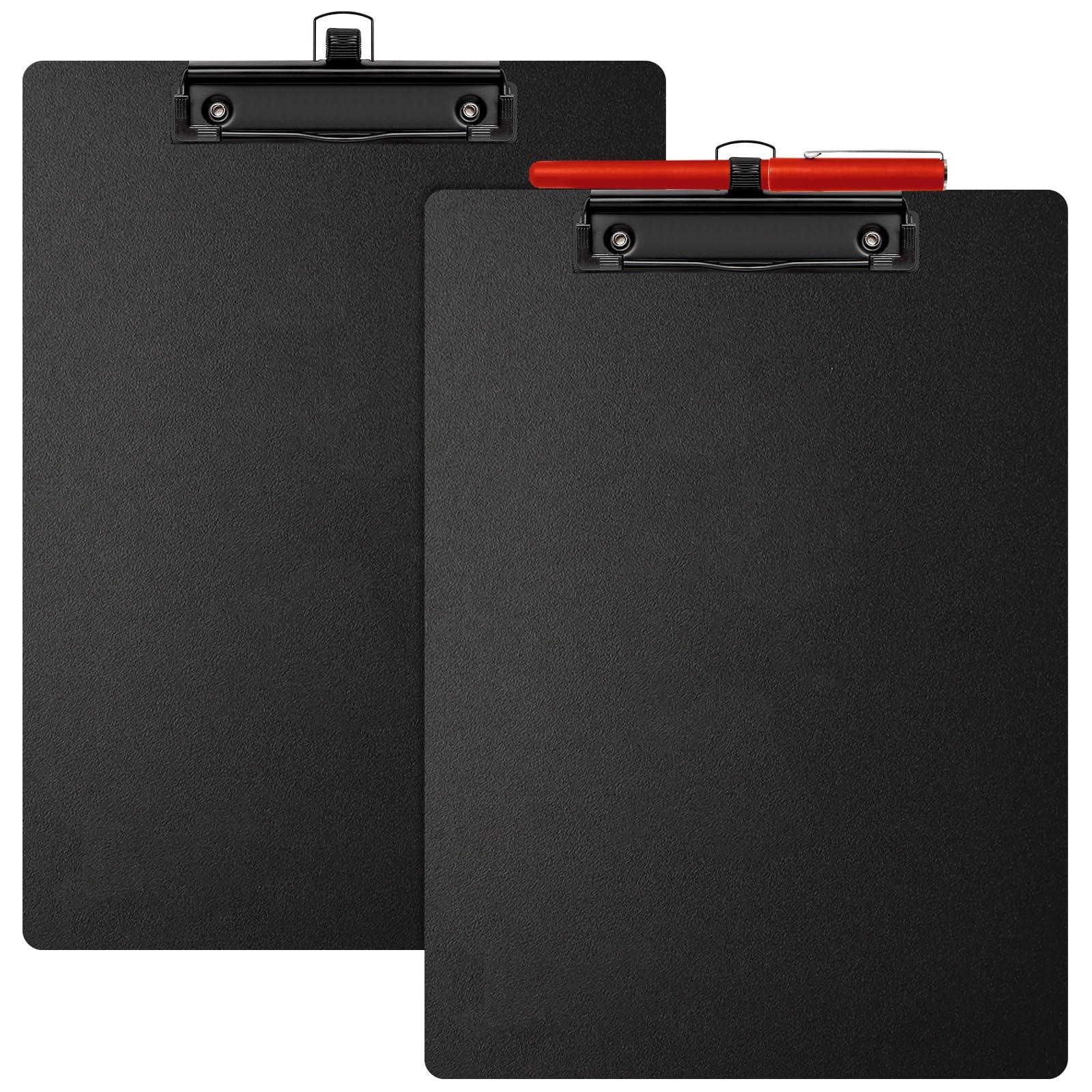 Wexpw 2-Pack Black A4 Letter Size Clipboards with Pen Holder - Plastic Clipboards for Classrooms & Offices
