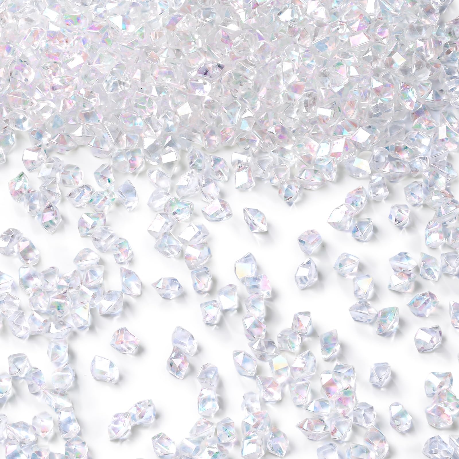 DomeStar 4200PCS Clear Fake Ice, Iridescent Acrylic Fake Diamonds, Vase Fillers, Crushed Ice Rocks Plastic Gems for Centerpiece Fish Tank Table Scatter Photography Props Display Decoration