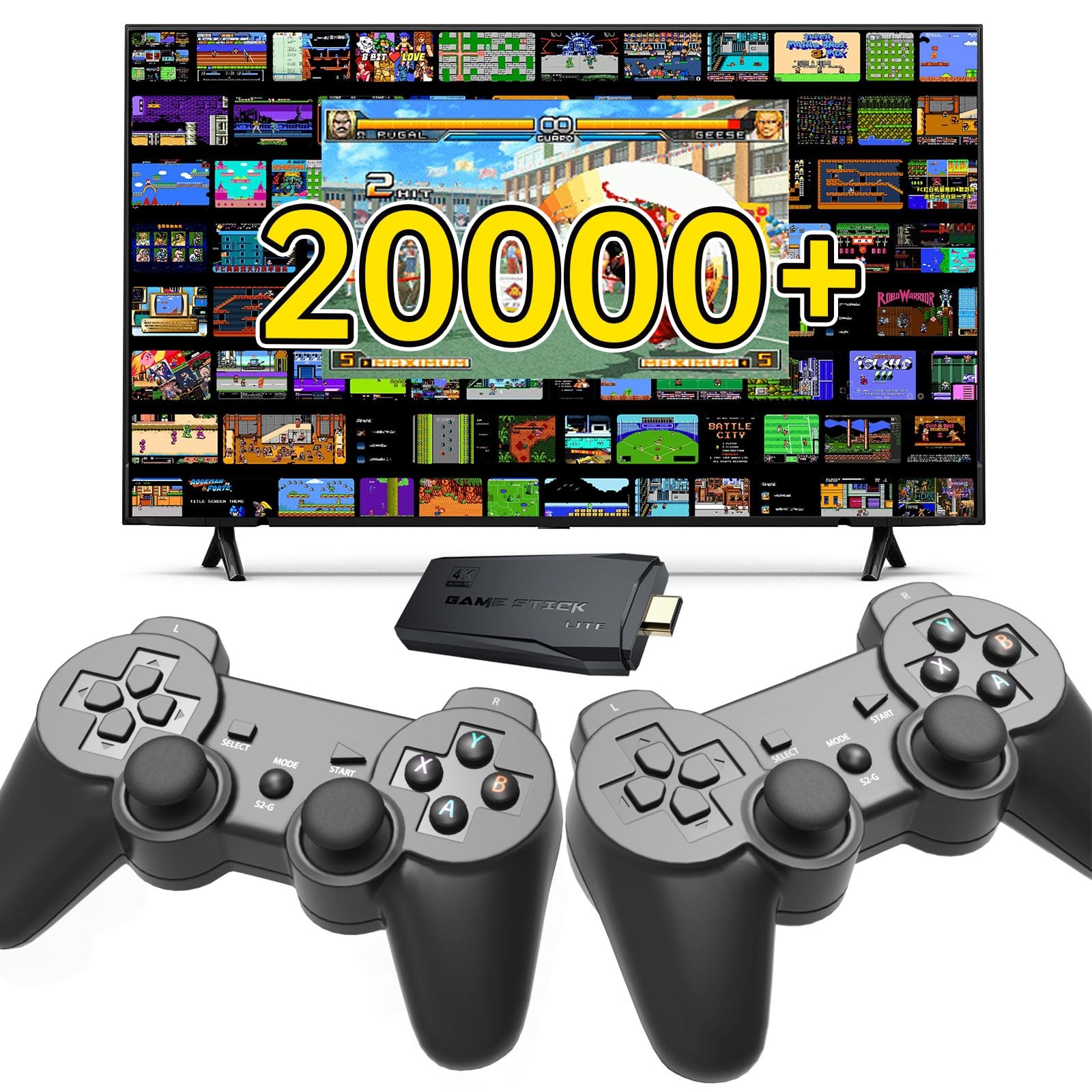 2025 Upgraded Game King:Retro Game Console,Retro Game Stick with 20,000+ Games,4k Hdmi Output Game Stick,TV-Connectable Game Stick Wireless Game Stick,Plug and Retro Play Video Games for TV