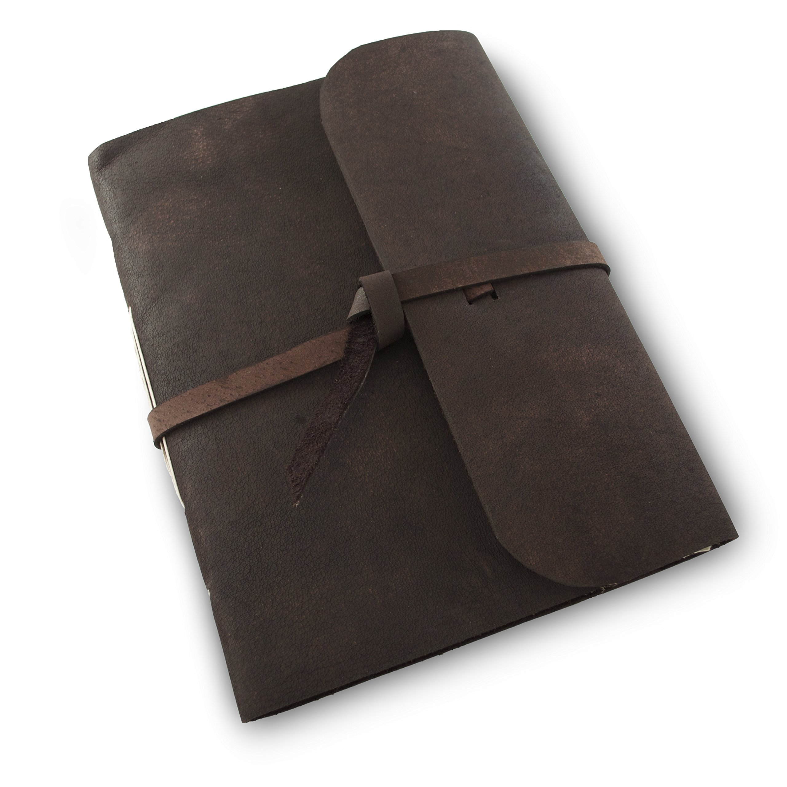Kathmandu Valley Co. Everest Explorer Vintage Leather Travelling Journal with Rustic Handmade Deckle-edge Lokta Paper, Made in the Himalayas of Nepal, 8x10 inches (Extra Large)