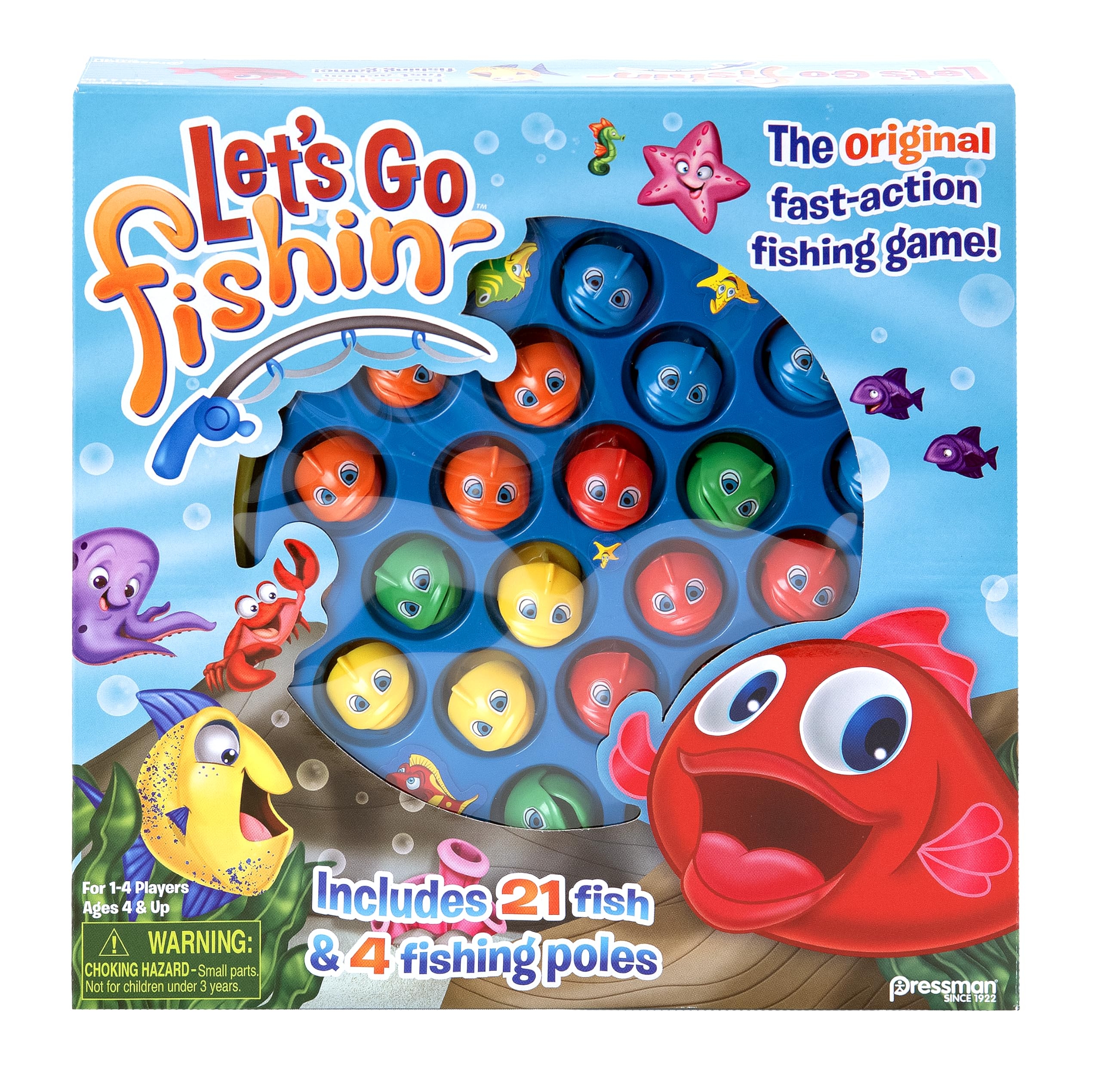 Let's Go Fishin' Game by Pressman - The Original Fast-Action Fishing Game!, 1-4 players