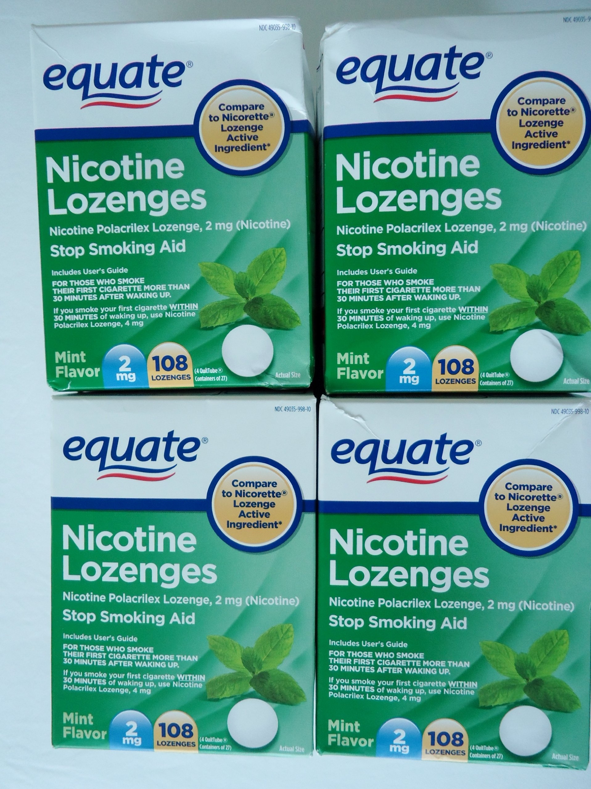 Equate - Nicotine Lozenge 2 mg, Mint Flavor, 108 Lozenges,PACK OF 4