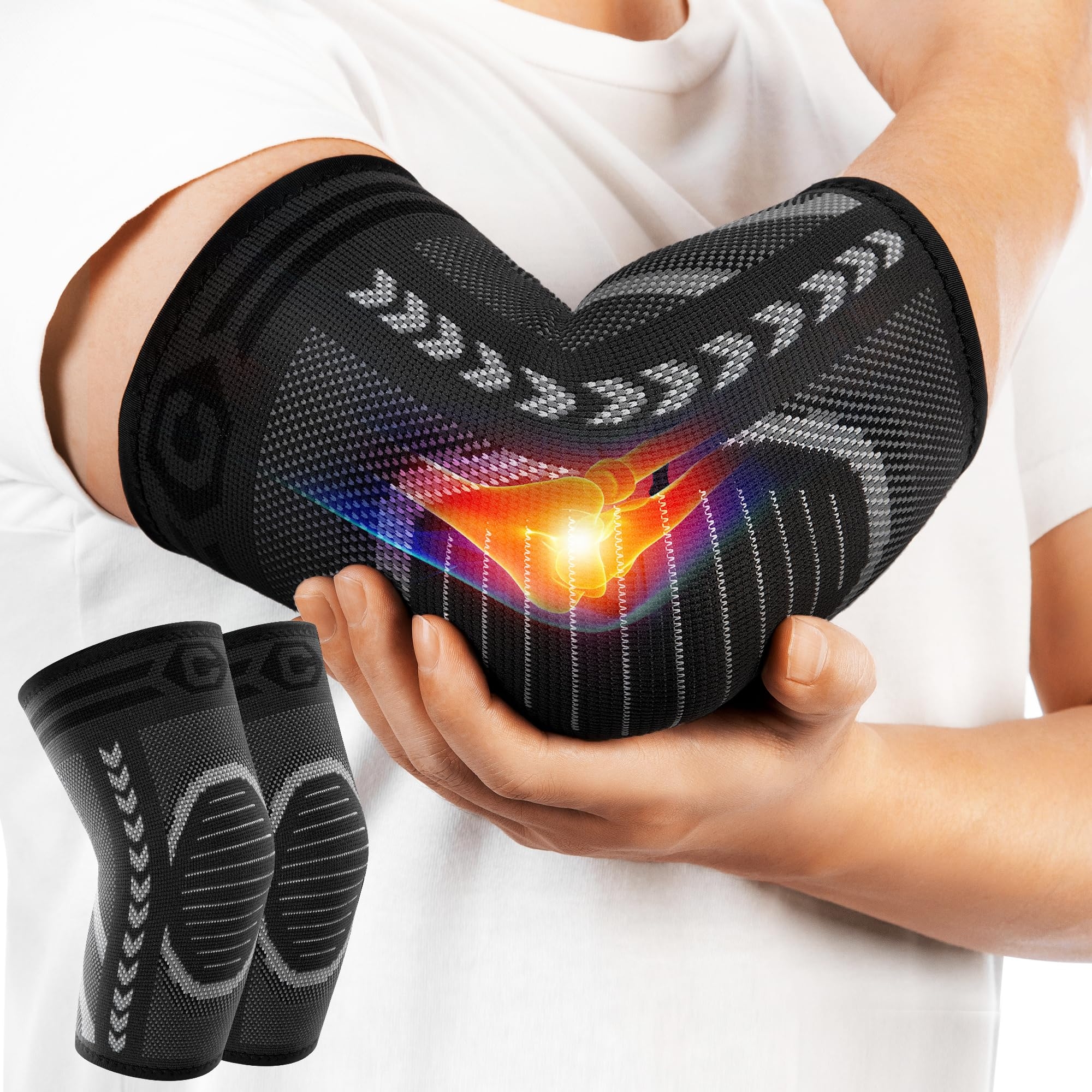 CAMBIVO 2 Pack Tennis Elbow Brace for Tendonitis and Tennis Elbow,Golfers Elbow, Arm Compression Sleeves for Women and Men, Bíceps Support Sleeve for Weightlifting, Basketball and Workout