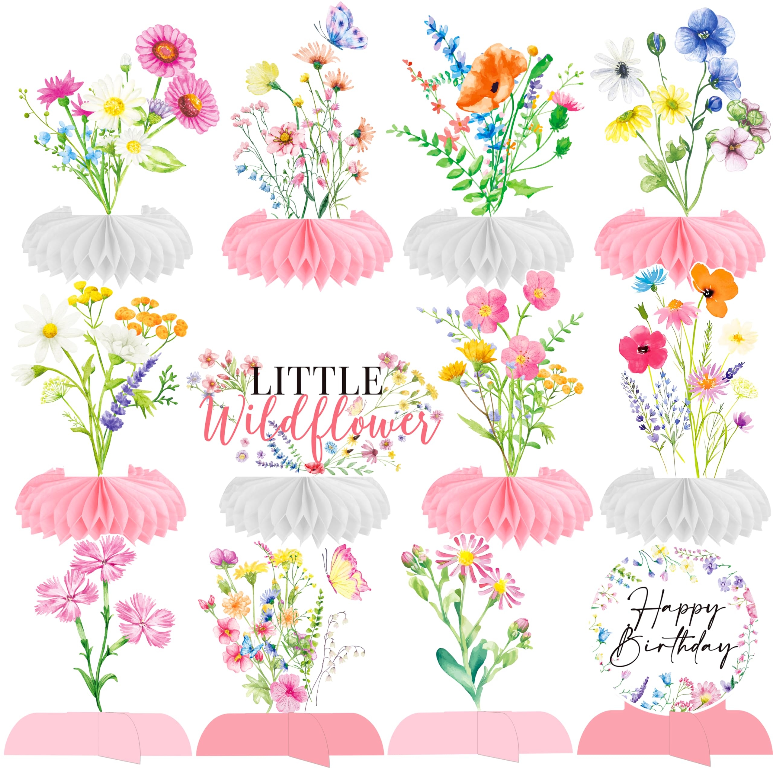 Wildflowers Honeycomb Centerpieces Wildflower Birthday Table Decorations 12PCS Spring Wildflower Theme Table Centerpieces for Wedding Little Wildflowers Baby Shower Supplies
