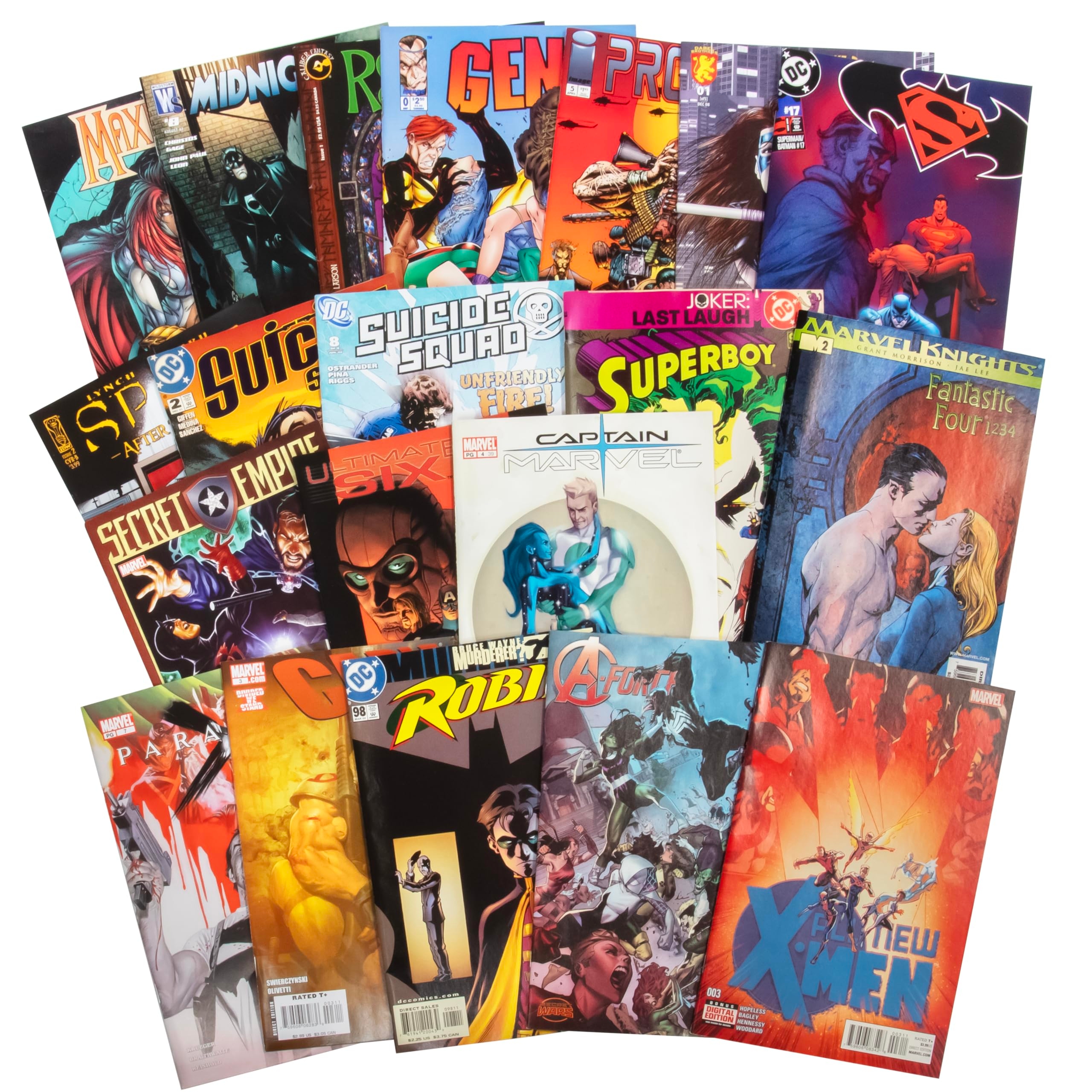 20 Assorted Comic Book Collection- Evenly Split Between Marvel, DC, and Indie Faves - All Different, Unread, No Dupes - Superman, X-Men, & More - Great Holiday Set for Any Superhero Fan