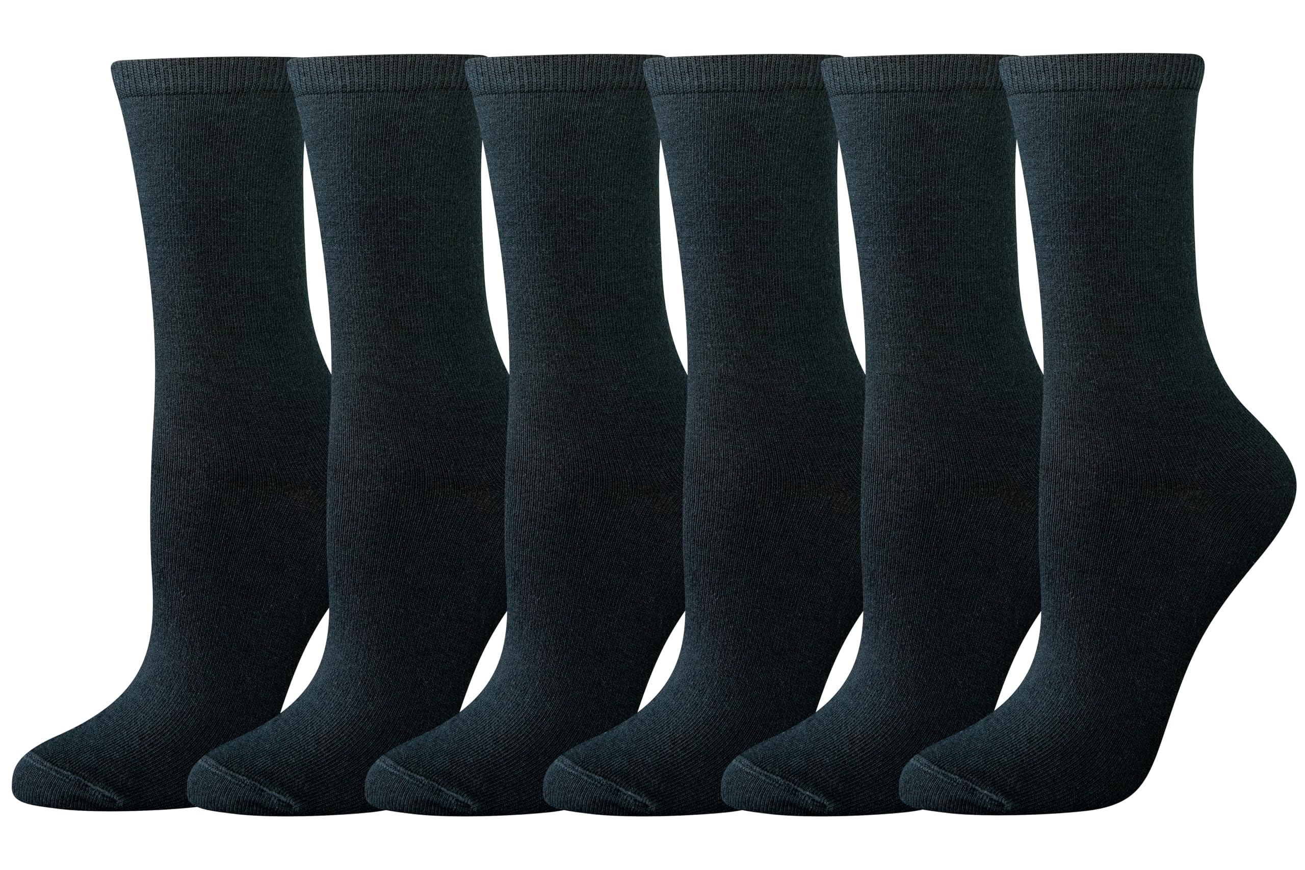 Amazon Essentials Women's Crew Socks, Cotton, 6 Pairs