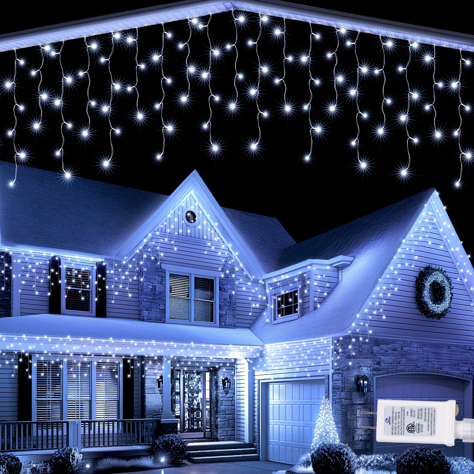Lomotech Christmas Icicle Lights - 32Ft 8 Modes Waterproof Christmas Lights Connectable with Timer for Holiday, Wedding Party, Eaves, Christmas Decorations (White)