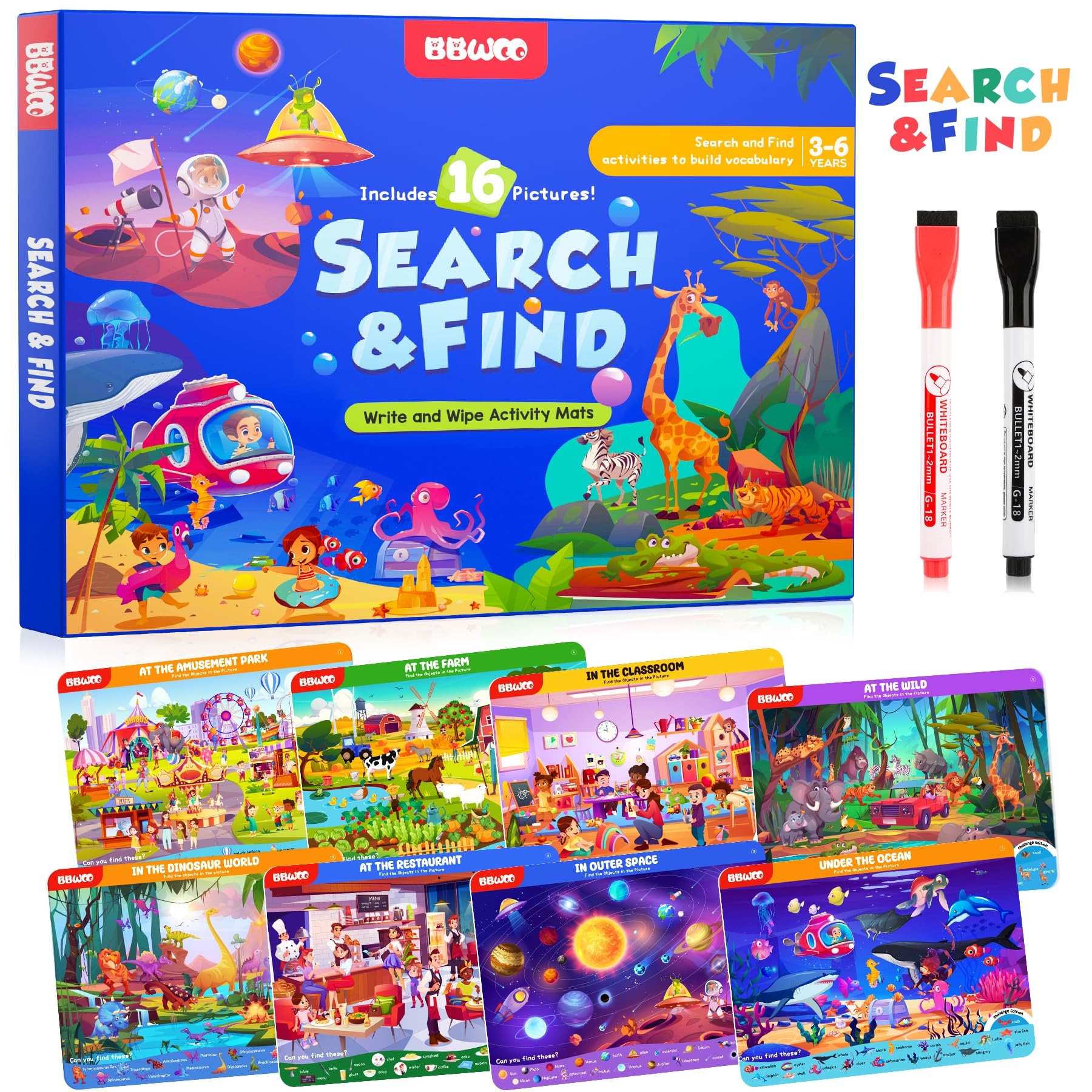 Search and Find Activity Books for Kids Ages 3-5, Toddler Travel Games Toys for Car Airplane, Road Trip Activities for Kids Games 4-8, Preschool Learning Activities, Educational Seek Birthday Gifts