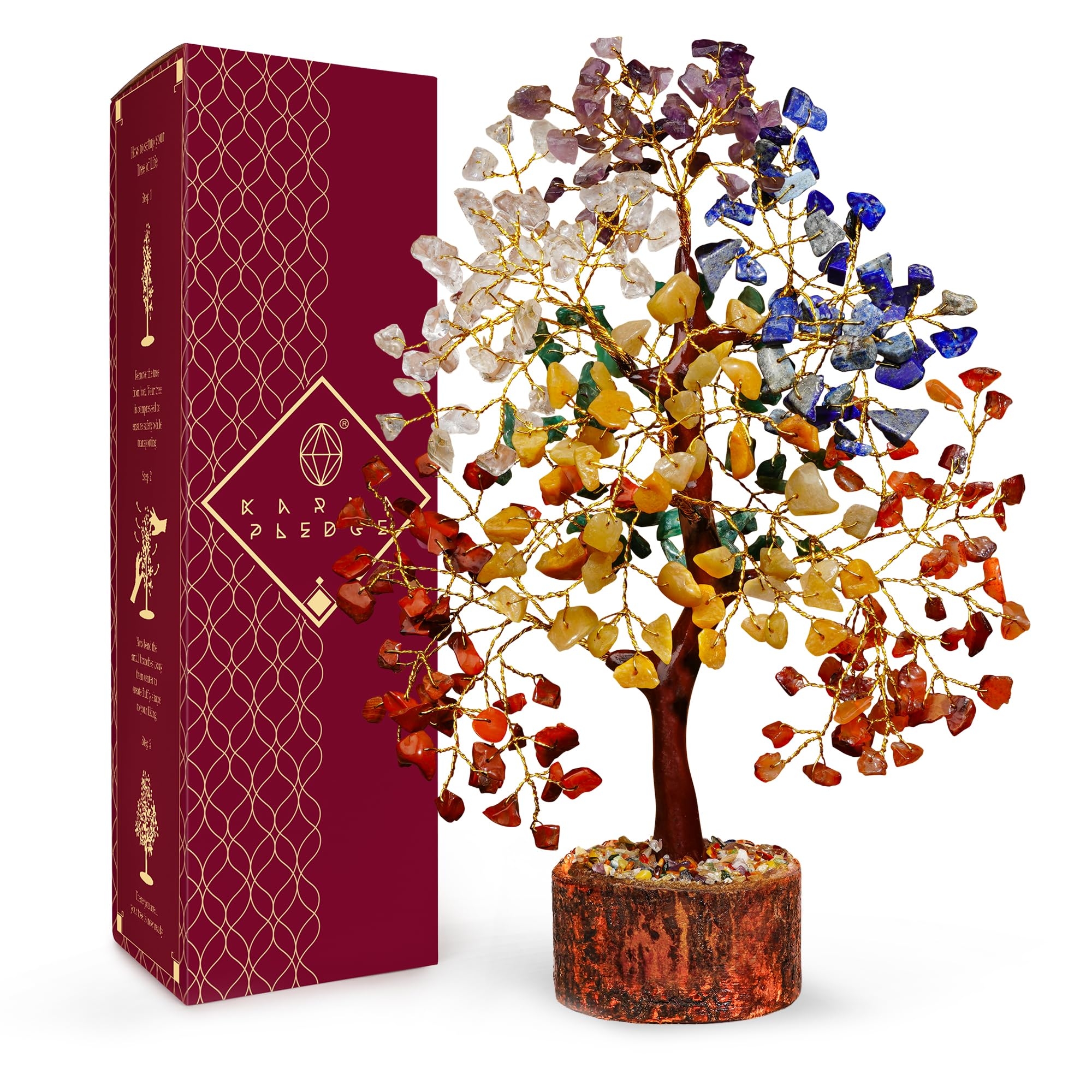 Crystal Tree of Life 7 Chakra Healing Crystal Trees for Home Decor, Office Desk Decor, Living Room Decor, Handmade Bonsai Trees for Positive Energy, Money, Good Luck Birthday Gifts for Women, Mom