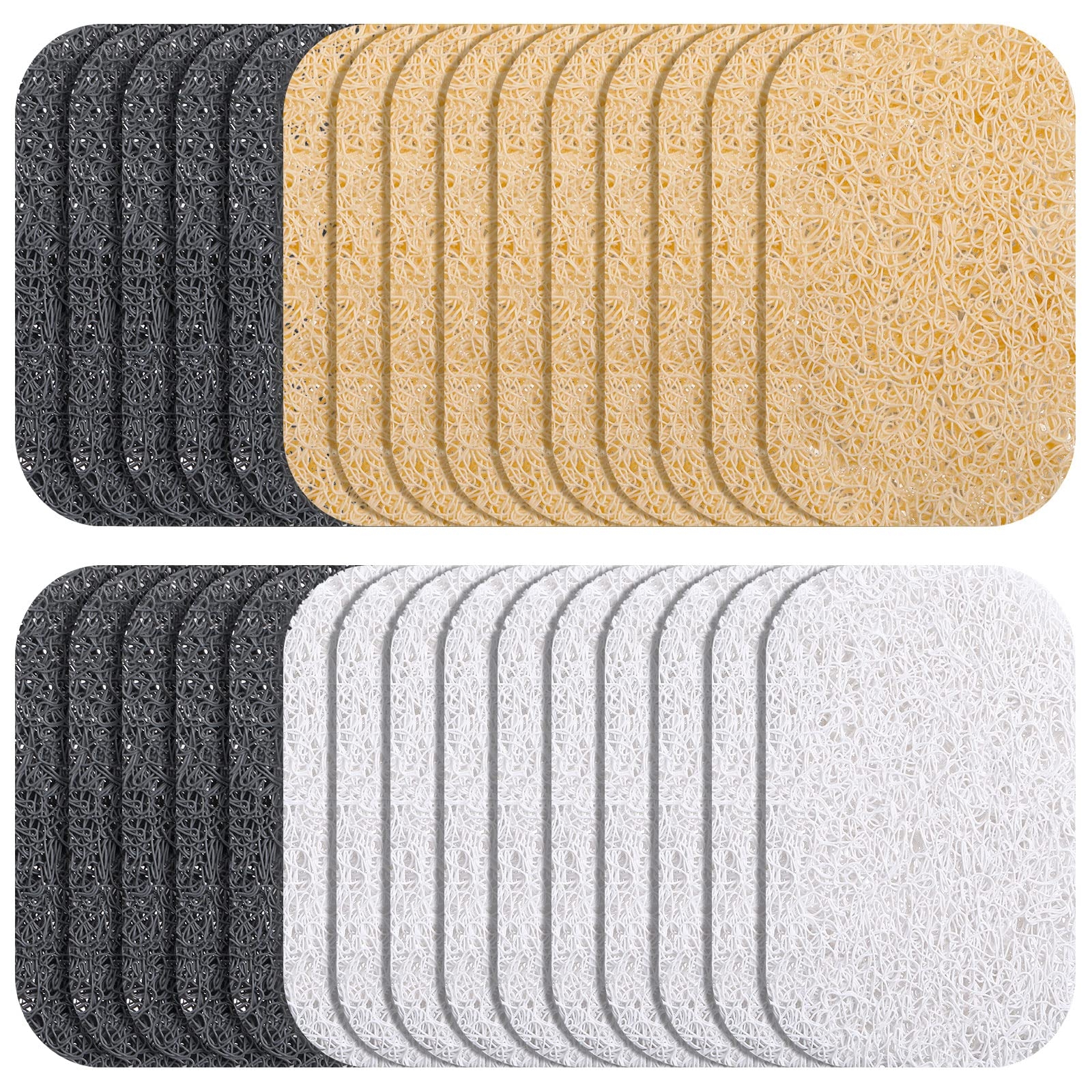 30 Pcs Soap Saver Pads Bar Soap Savers Draining Lift Pad Dish Holder Bar Accessories Draining Mat for Shower Kitchen Bathroom Cleaning Supplies(Gray, Beige, Cream White)
