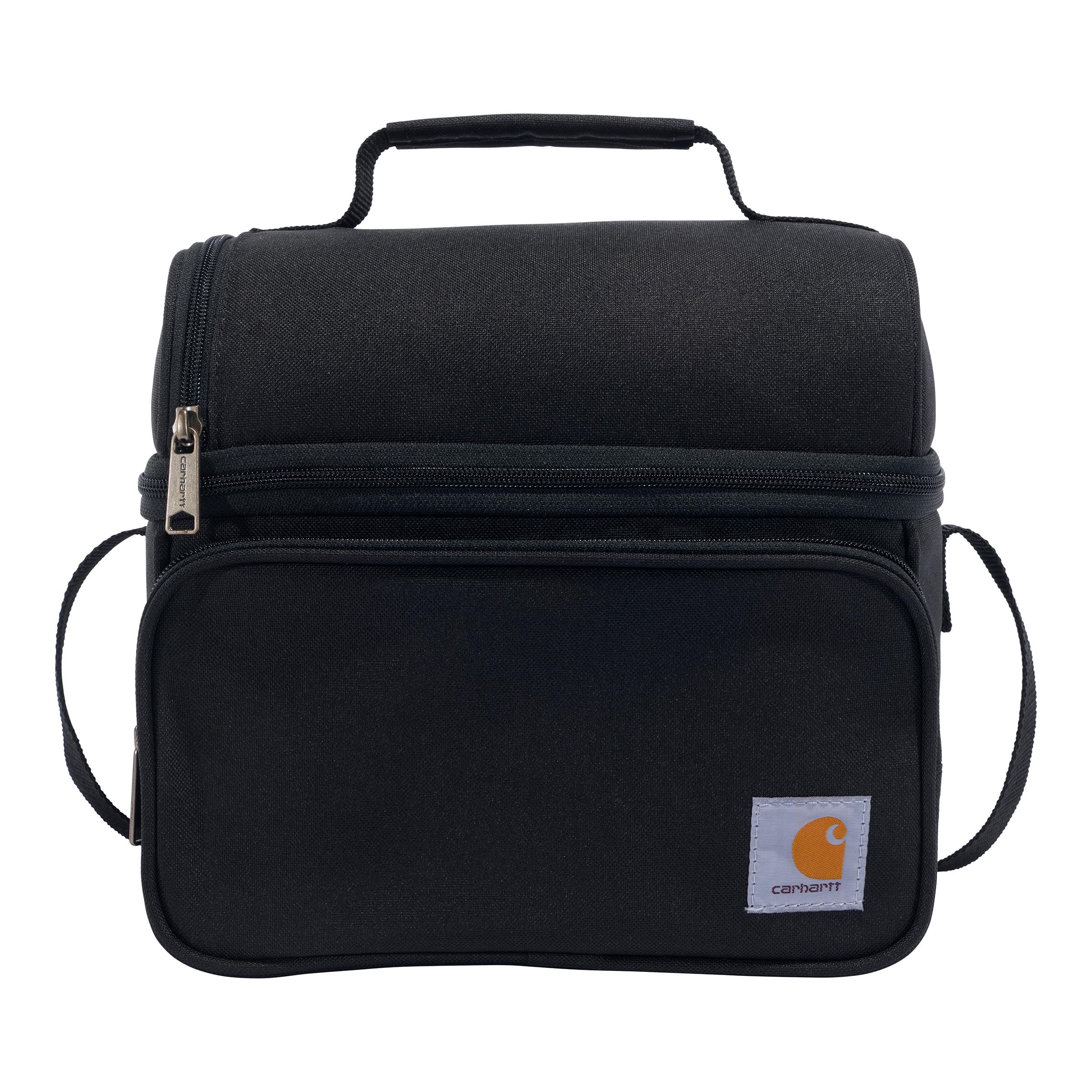 Carhartt Insulated 12 Can Two Compartment Lunch Cooler Bag - Rain Defender DWR Coating - Synthetic Lining Black 1 One Size One Size