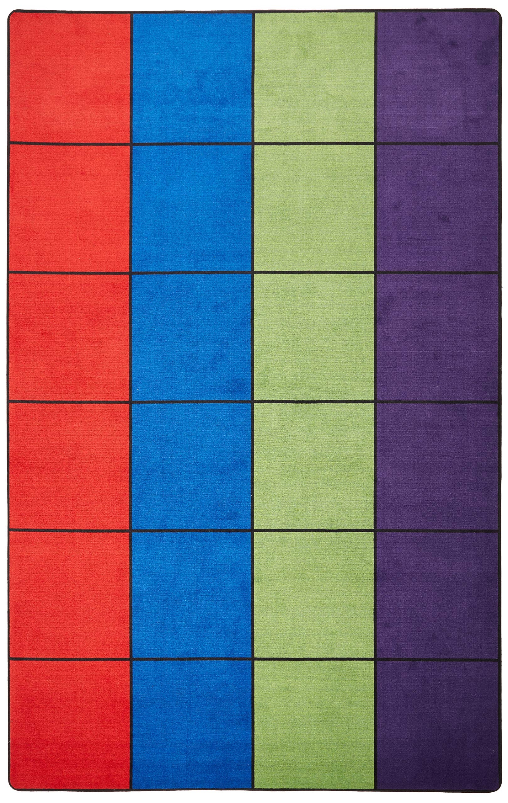 KidCarpet.com Blocks Seating Classroom Rug Multi with 24 Squares, 7'6" x 12' Rectangle