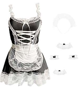mzenuop Maid Dress Cosplay Sweet Classic Apron Costume with Socks - Image 5