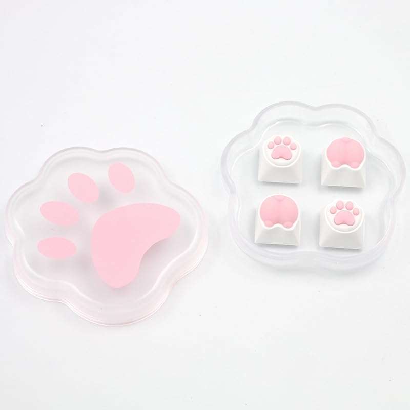 JCSMARTEC 4Pack Cute Cat Paw Keycaps, Custom R4 Kawaii Cartoon Keycaps PBT Gaming ESC Backlit Key Cap for Mechanical Keyboard MX Switch - Image 5