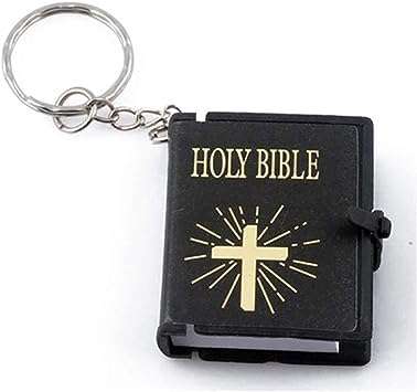 Black Bible Keychain, Sacred Pendant Accessories English Mini Religious Cross Car Key Chain Cross Key Ring Bag Pendant,Clothing, Shoes and Jewelry Automobile Keychains - Image 1