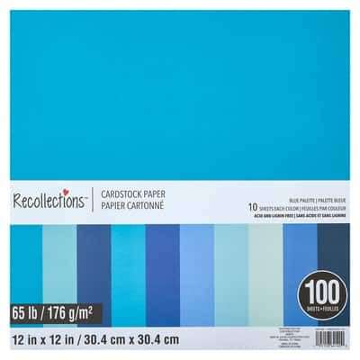100 Sheets Blue Palette 12" x 12" Cardstock Paper by Recollections - Acid and Lignin Free Paper for Scrapbooks, Arts & Crafts - 1 Pack - Image 1