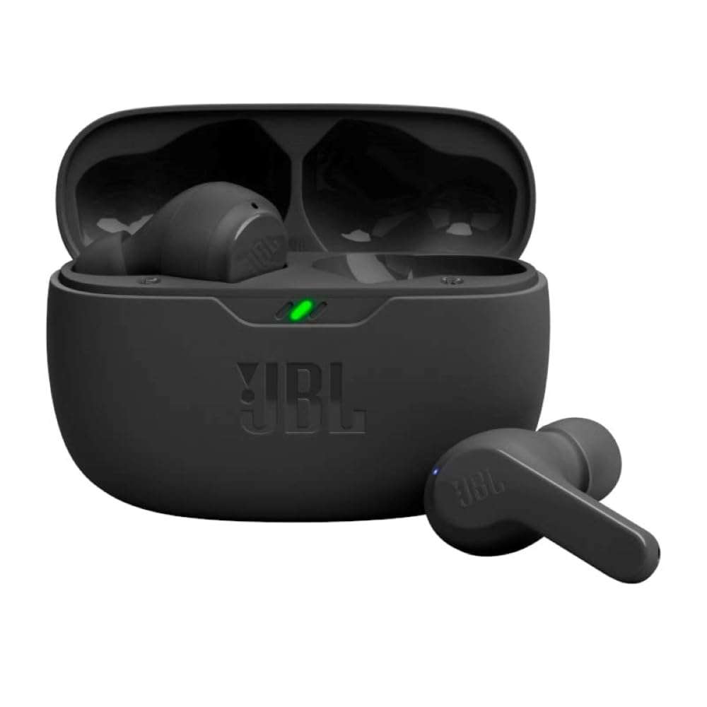 JBL Vibe Beam - True Wireless JBL Deep Bass Sound Earbuds, Bluetooth 5.2, Water & Dust Resistant, Hands-free call with VoiceAware, Up to 32 hours of battery life (Black) - Image 1
