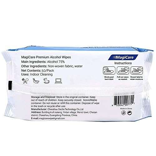 MagiCare 75% Large Alcohol Wipes (4-80ct Packs) - Alcohol Hand Sanitizing Wipes, Premium - Unscented Hand Wipe, Sanitizer Wipe - Travel, Home, Classroom, Camping - 4 Soft Packs (320pcs) - Image 8
