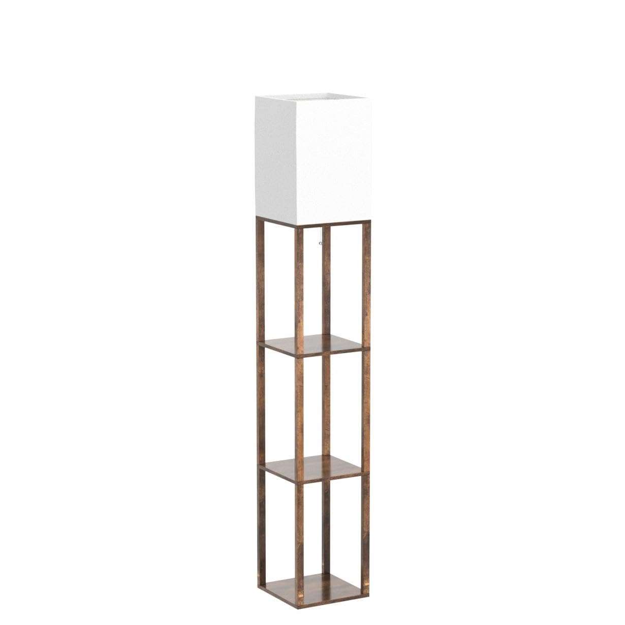 RUNTOP Floor Lamp with Shelves, Modern Shelf Lamp for Display Storage, 3 Color Temperature Wood Narrow Standing Corner Lamp with 8W Bulb for Living Room Decor, Bedroom, Office, Home Decor(Brown) - Image 4