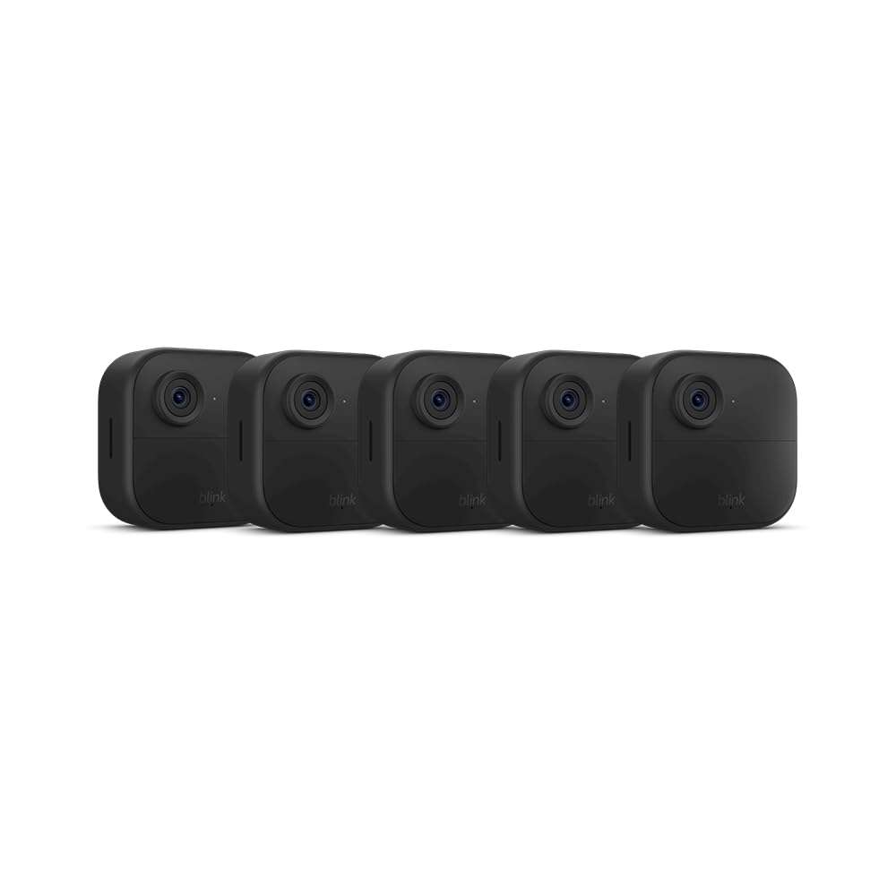 Blink Outdoor 4 (newest model), Wireless smart security camera, two-year battery, 1080p HD day and infrared night live view, two-way talk – 5 camera system - Image 1