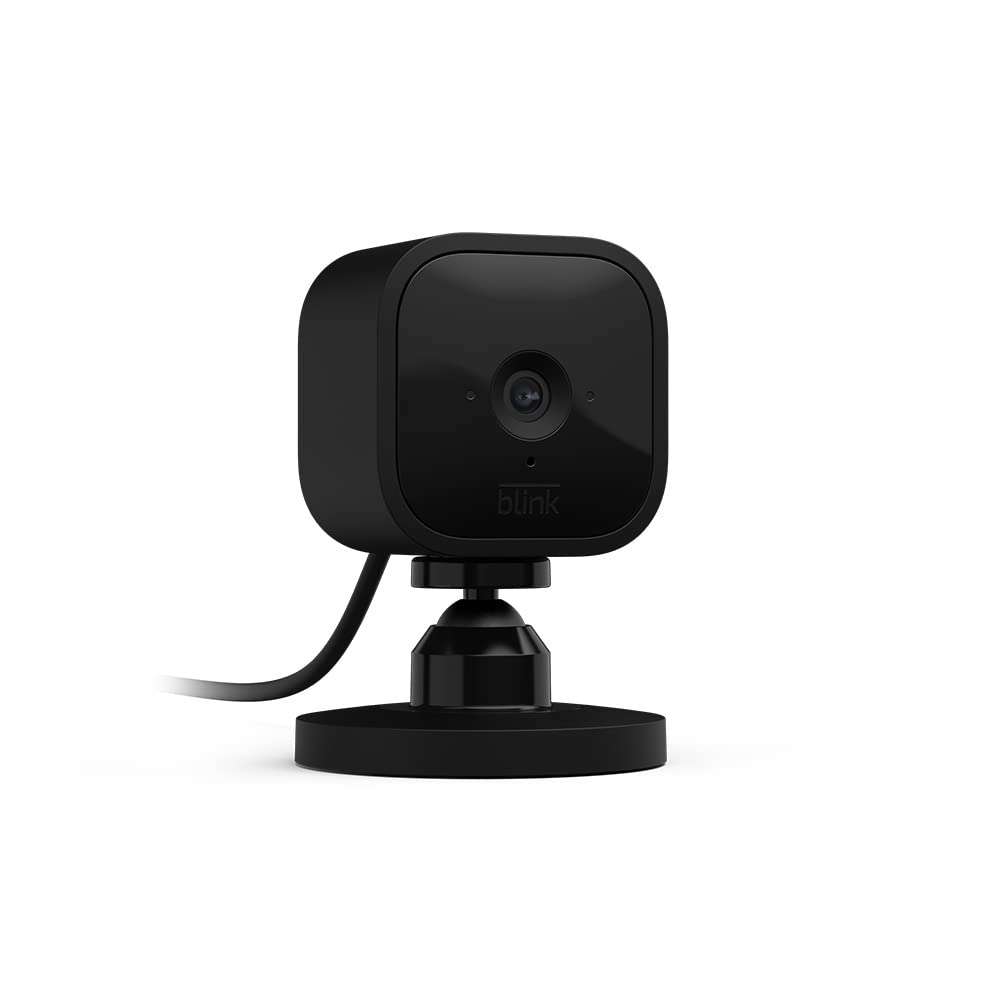 Blink Mini - Compact indoor plug-in smart security camera, 1080p HD video, night vision, motion detection, two-way audio, easy set up, Works with Alexa – 1 camera (Black) - Image 1