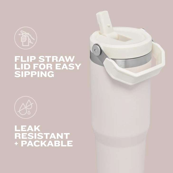 Stanley IceFlow Flip Straw Tumbler with Handle 30 oz | Twist On Lid and Flip Up Straw | Leak Resistant Water Bottle | Insulated Stainless Steel |BPA-Free | Lilac - Image 7