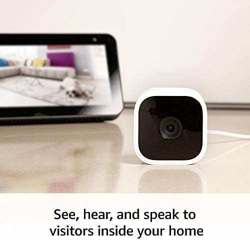 Blink Mini - Compact indoor plug-in smart security camera, 1080p HD video, night vision, motion detection, two-way audio, easy set up, Works with Alexa – 2 cameras (White) - Image 2